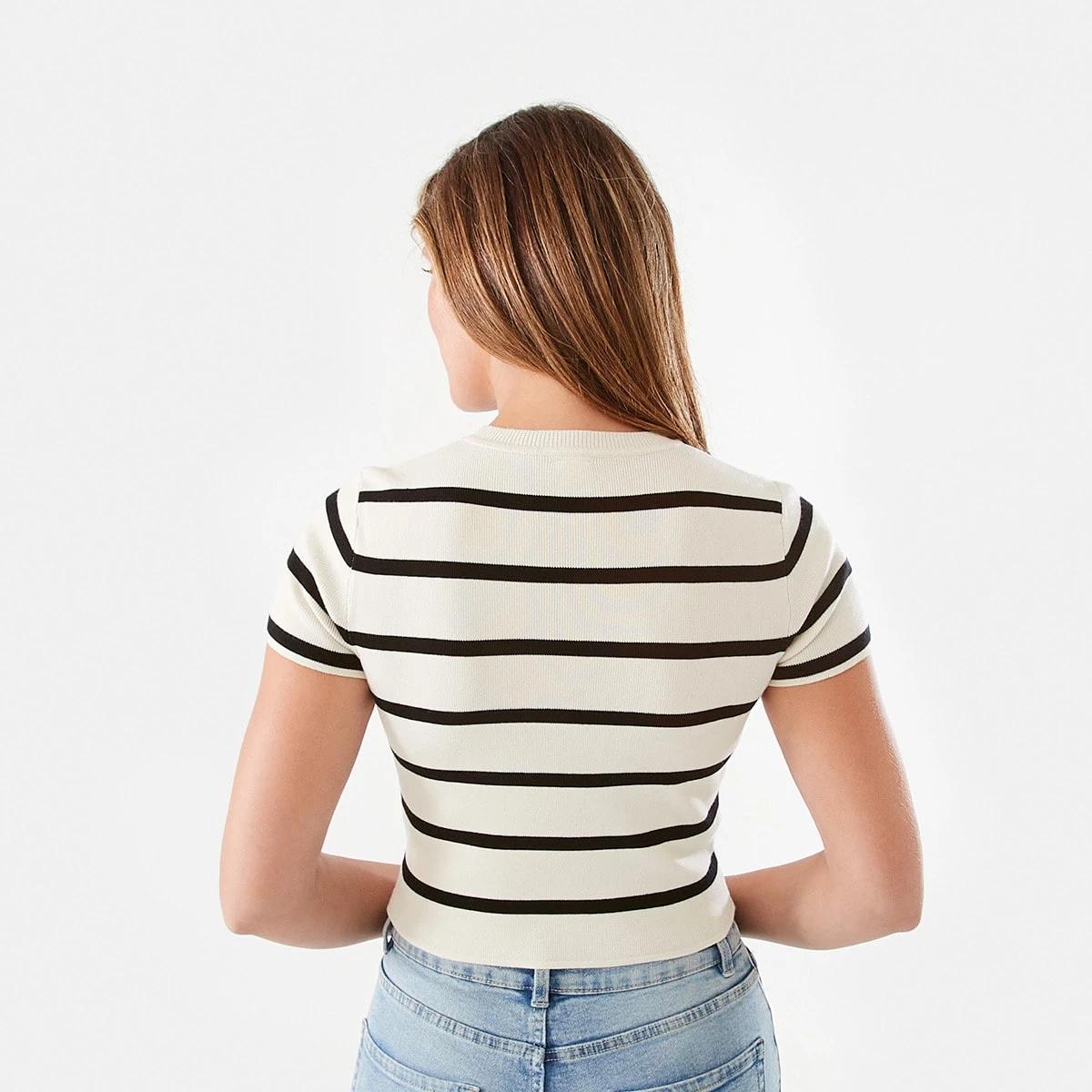 3 Short Sleeve True Knit Baby T-shirt Bw Stripe, 3 of 6