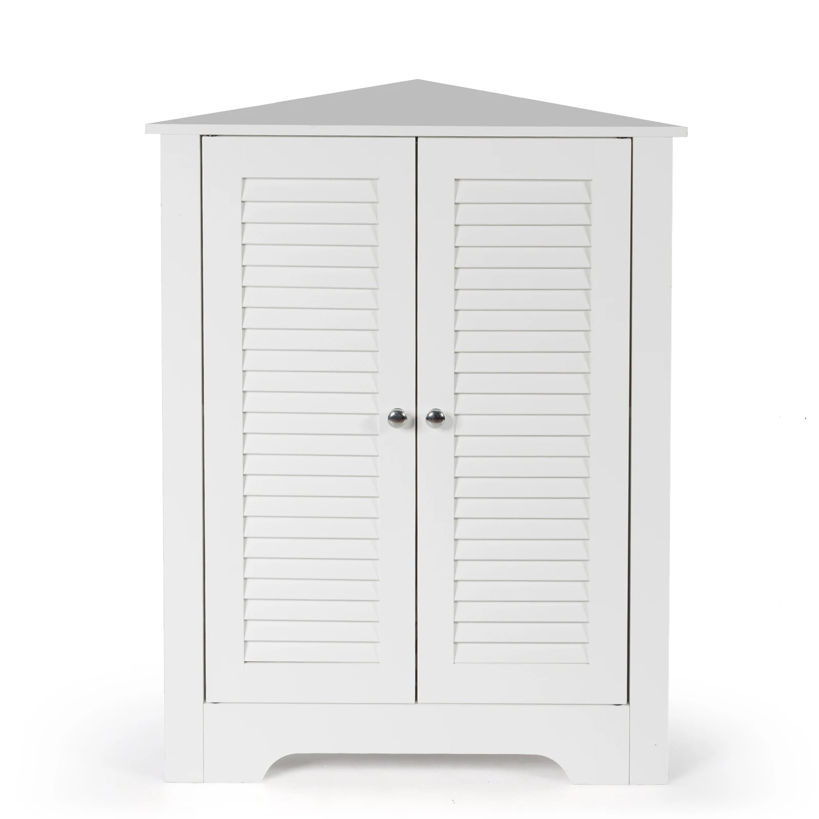 1 Costway 3-Tier Floor Storage Cabinet w/2 Shutter Door Space-saving Corner Cabinet, 1 of 1
