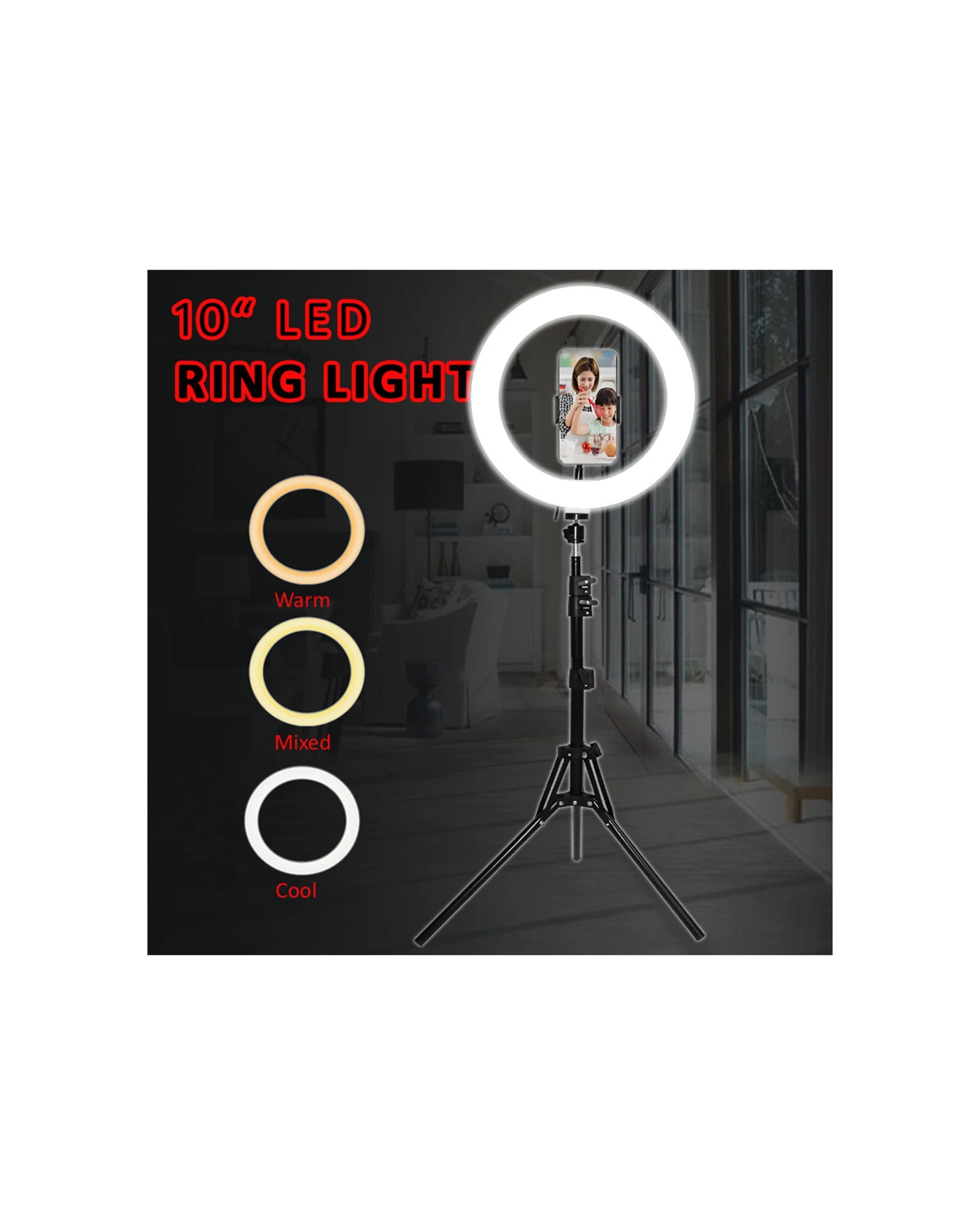 2 Sansai Dimmable 13W LED Ring Light Tripod Stand Photography Makeup Lighting - Black, 2 of 3