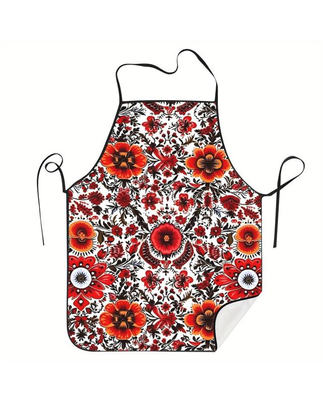 BR Home Ukrainian Traditional Print Apron with Vintage Floral De