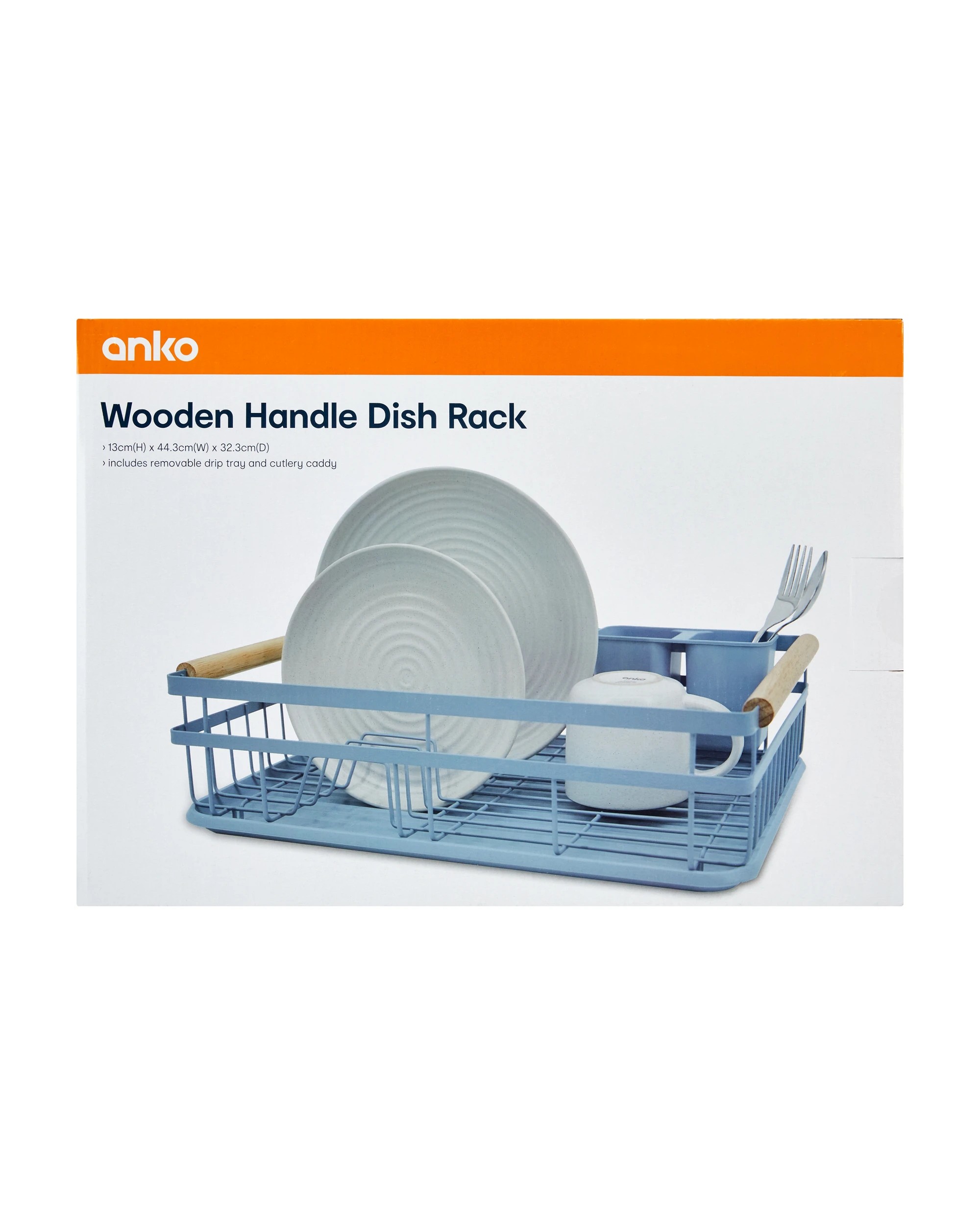 6 Blue Wooden Handle Dish Rack, 6 of 6