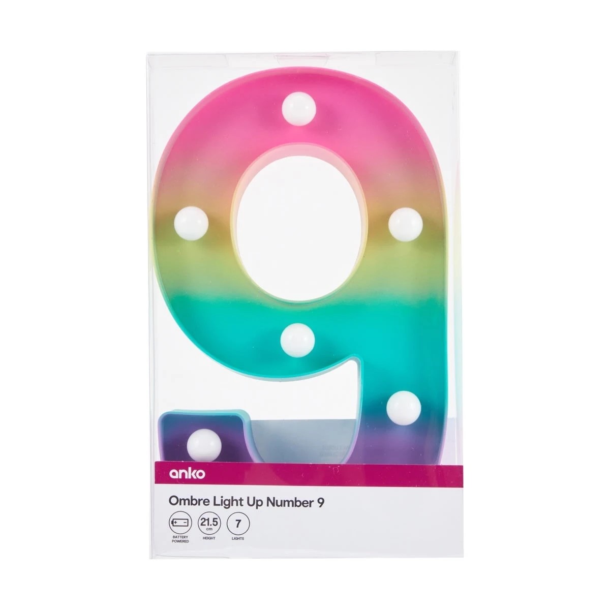 4 Ombre Light Up Number - 9, 4 of 5