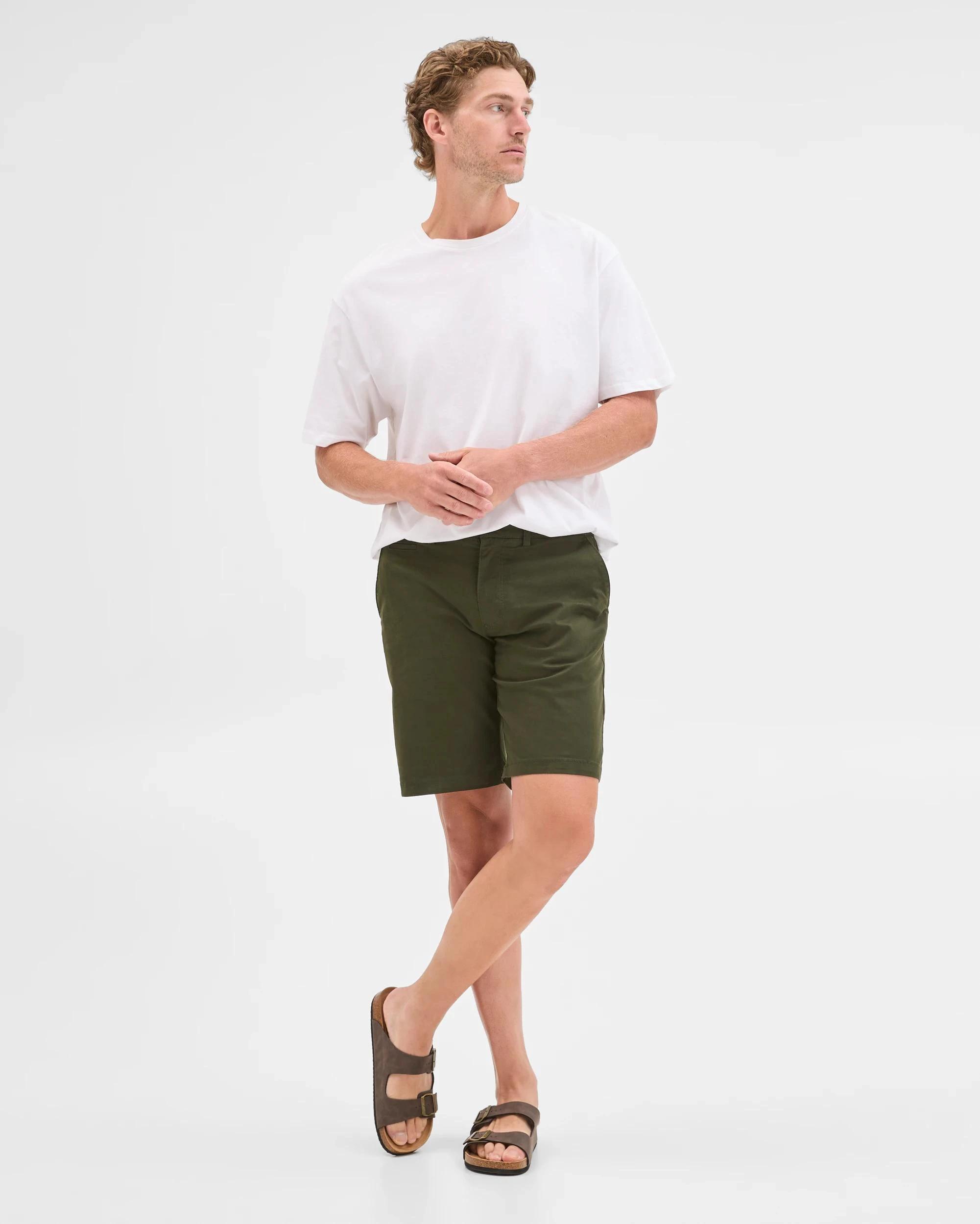 1 Target Australian Cotton Regular Stretch Chino Shorts DARK GREEN, 1 of 7