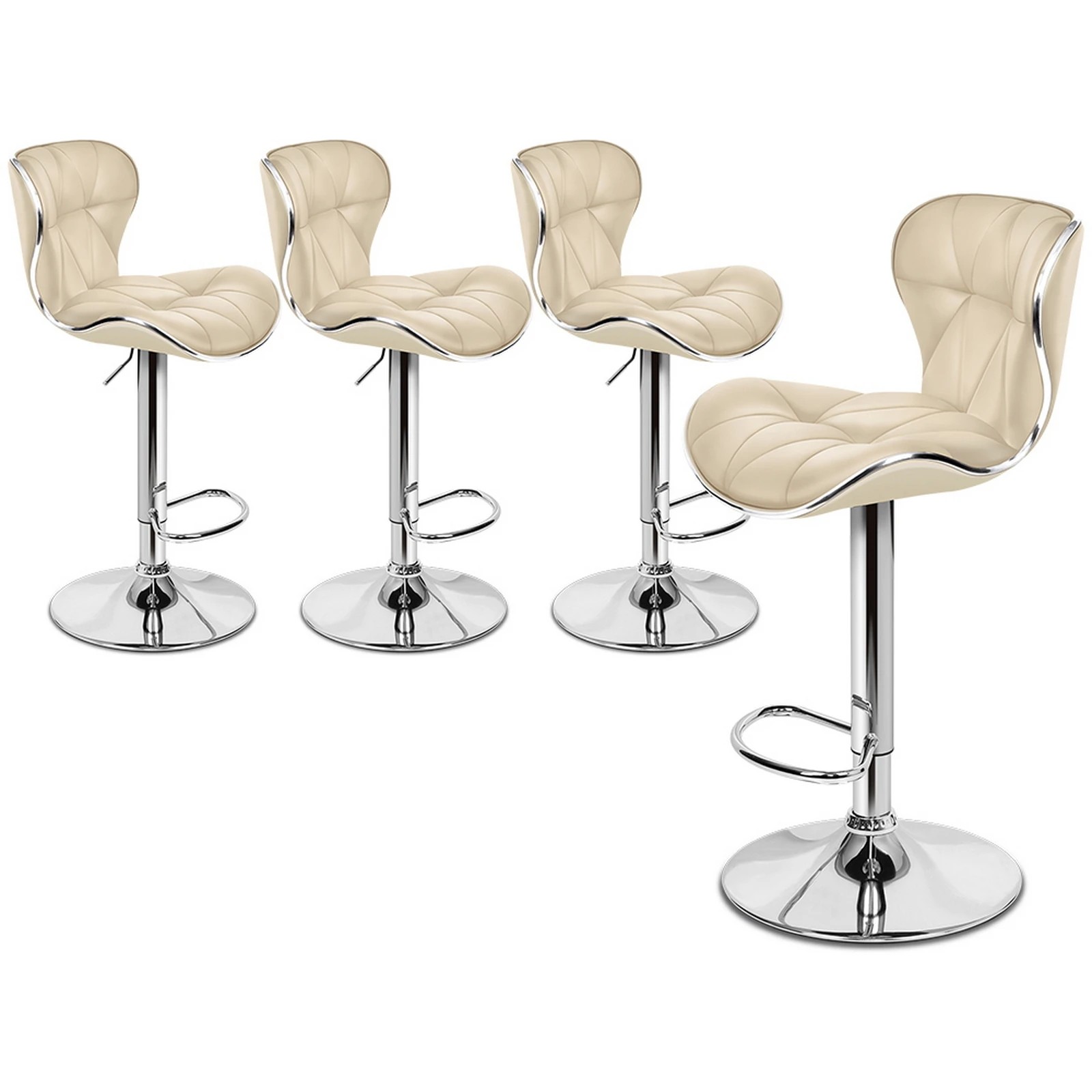 1 Alfordson 4x Bar Stools Luna Kitchen Swivel chair Leather Gas lift - Beige, 1 of 10