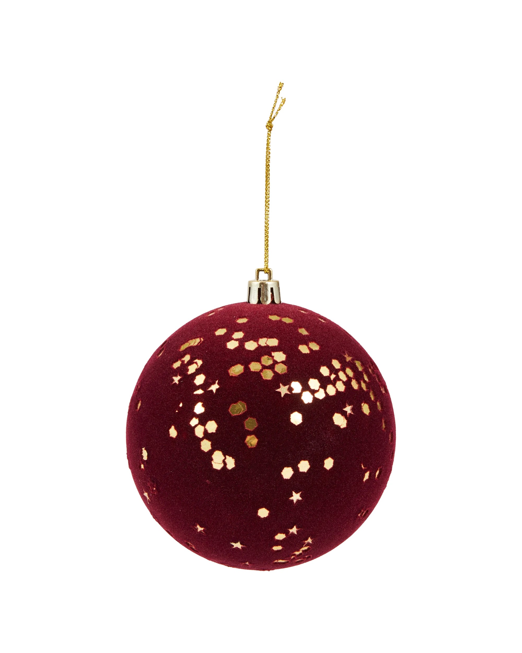4 9 Pack 10cm Fig Flocked Baubles, 4 of 5