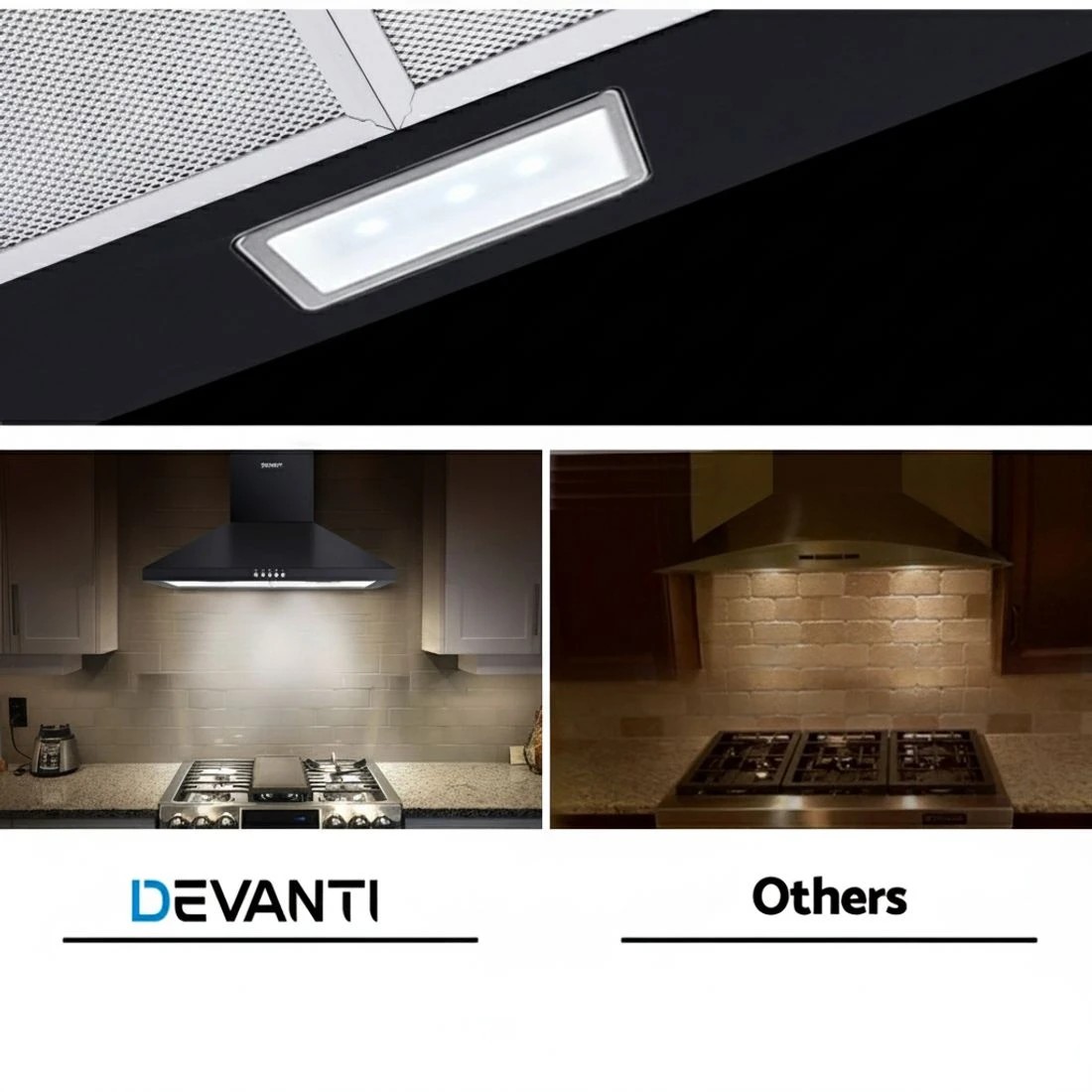 6 Devanti 600mm Range Hood 60cm Rangehood - Black, 6 of 7