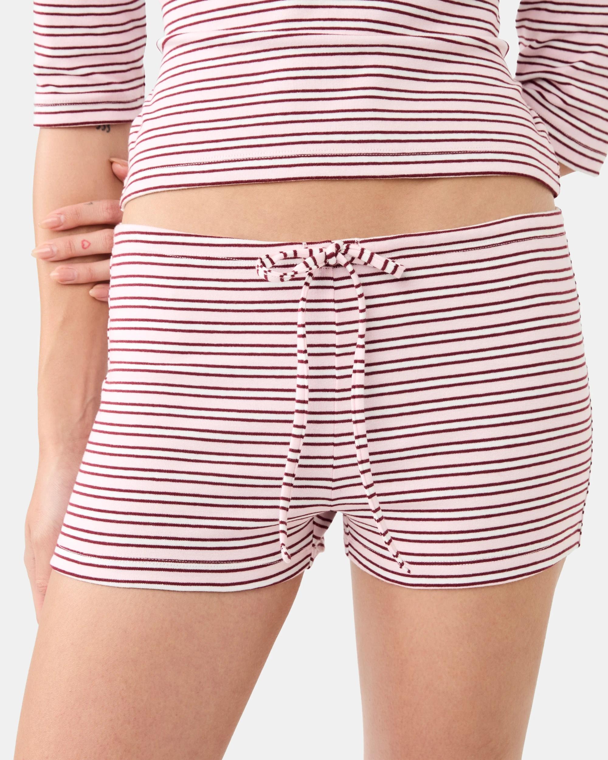 1 Mini Stripe Shorts Beet Strip, 1 of 6
