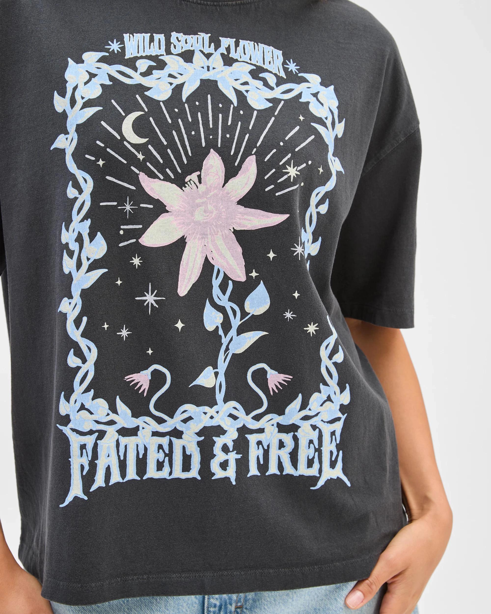 5 Lily Loves Australian Cotton Oversized Printed T-Shirt FATED AND FREE, 5 of 6