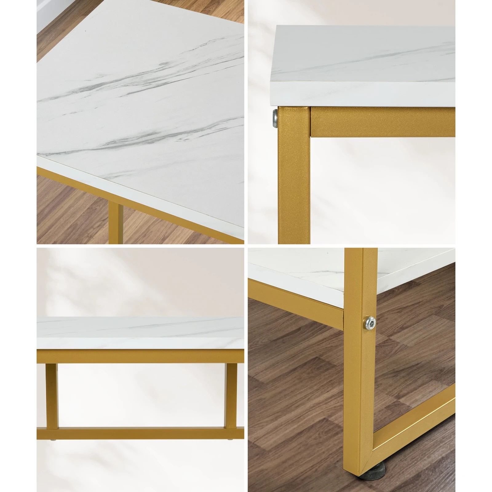 5 Oikiture Console Table Hallway Marble Effect Metal Entry Table Display - Gold, 5 of 9