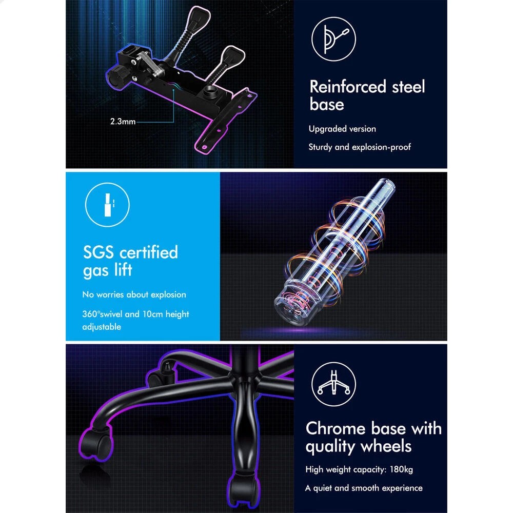 8 Alfordson Gaming Chair Office Executive Racing Footrest Seat PU Leather - Orange, 8 of 10