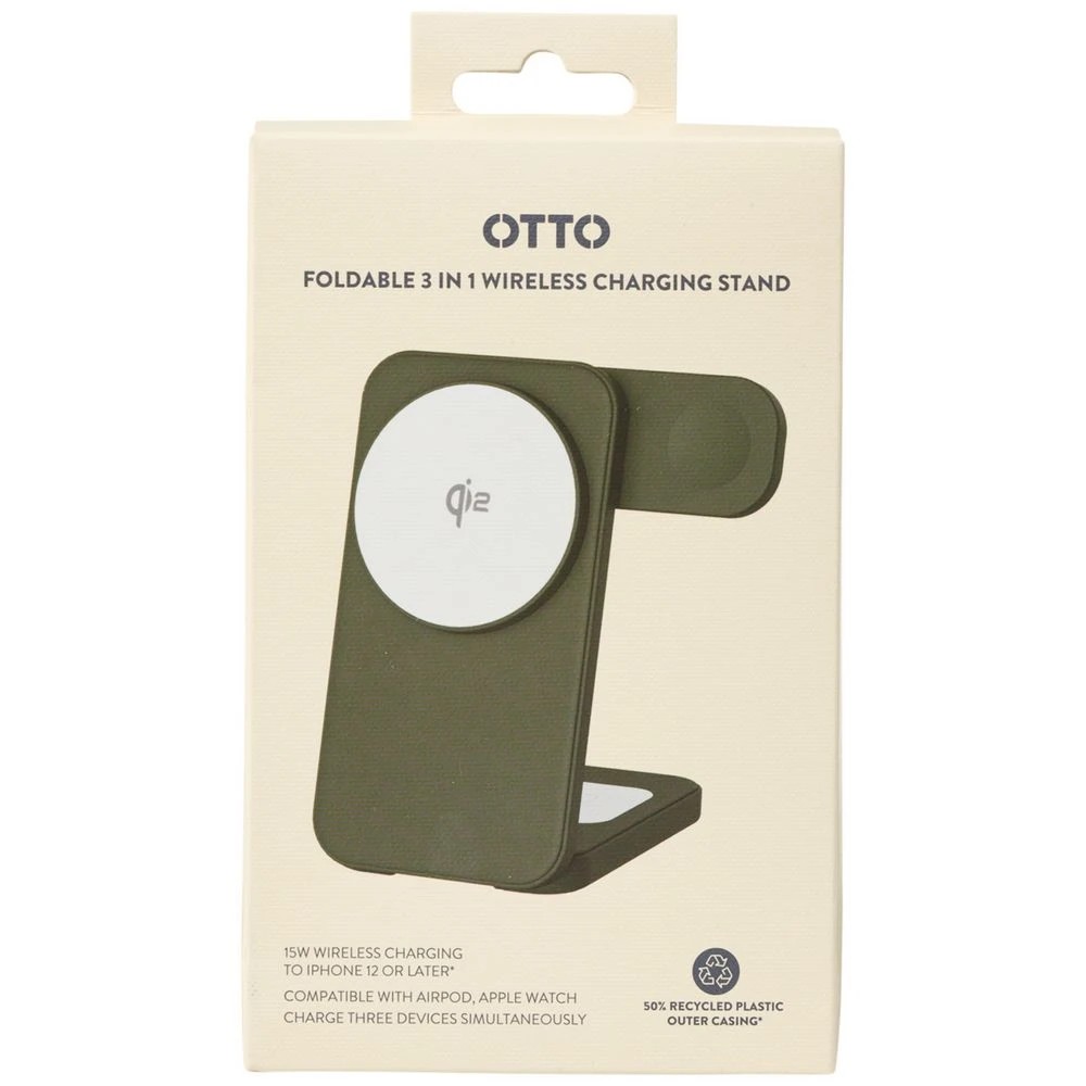 6 Otto On The Go Foldable 3 in 1 Wireless Charging Stand Green, 6 of 8