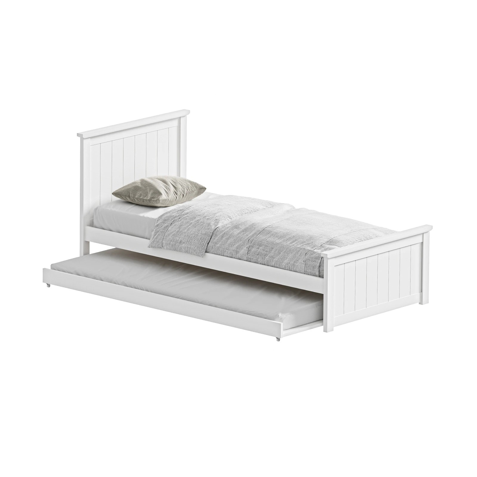 1 Oikiture Trundle Bed Frame Single Size Beds Base Wooden Daybed
 - White, 1 of 9