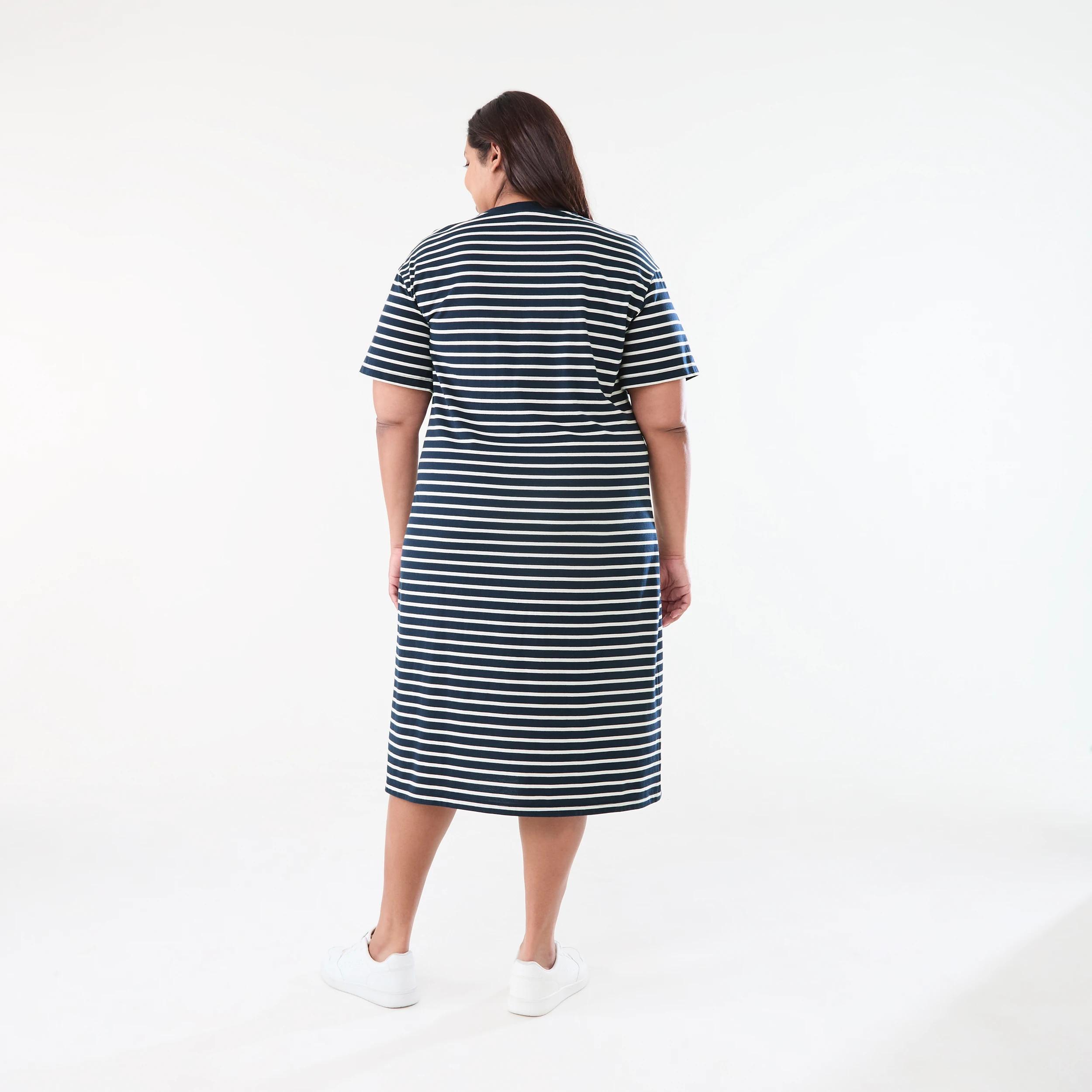 3 Curve Short Sleeve T-shirt Dress NAVY STRIPE SKY CAPTAIN, 3 of 5