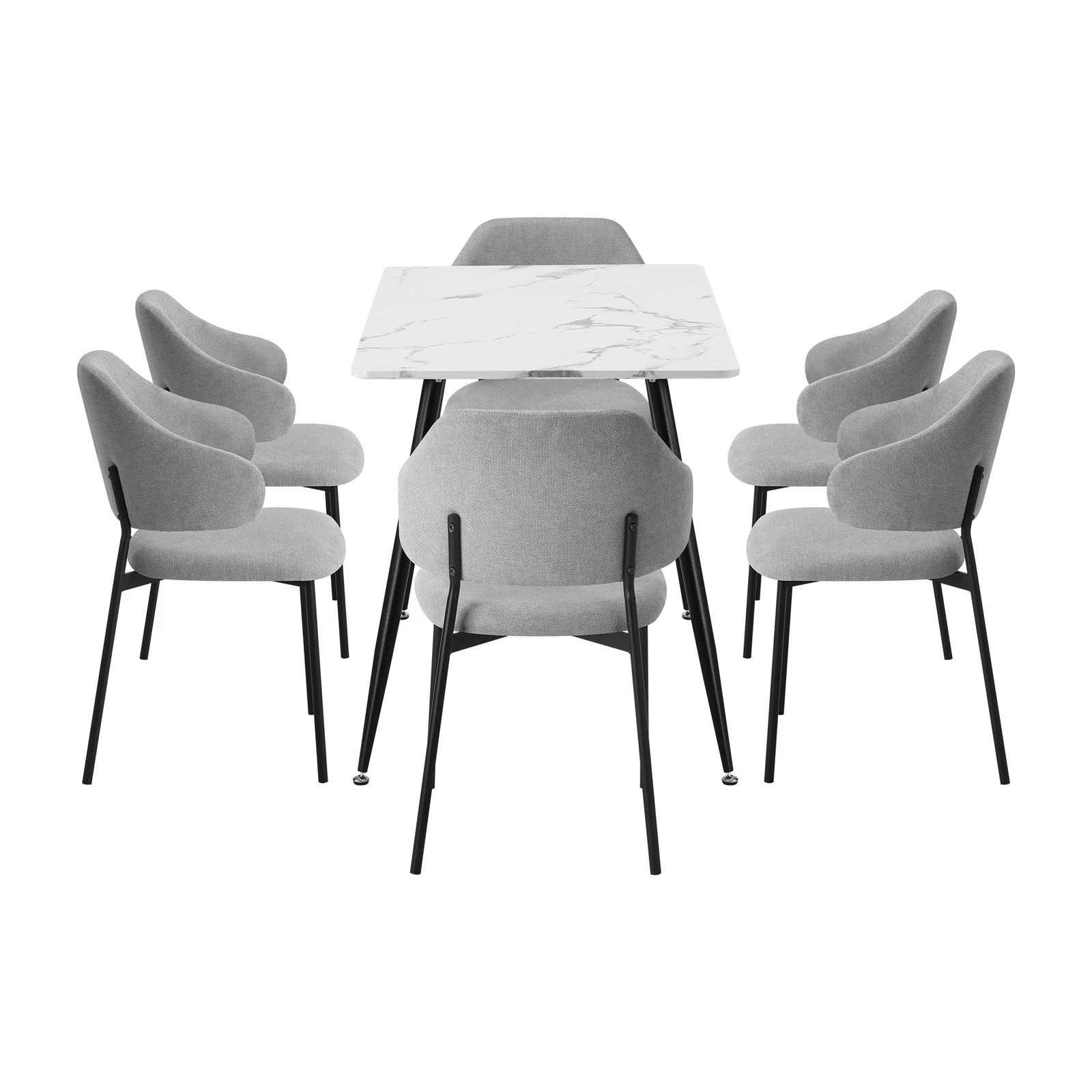 10 Oikiture 120cm Rectangle Dining Table With 6pcs Dining Chairs Fabric
 - Multi, 10 of 10