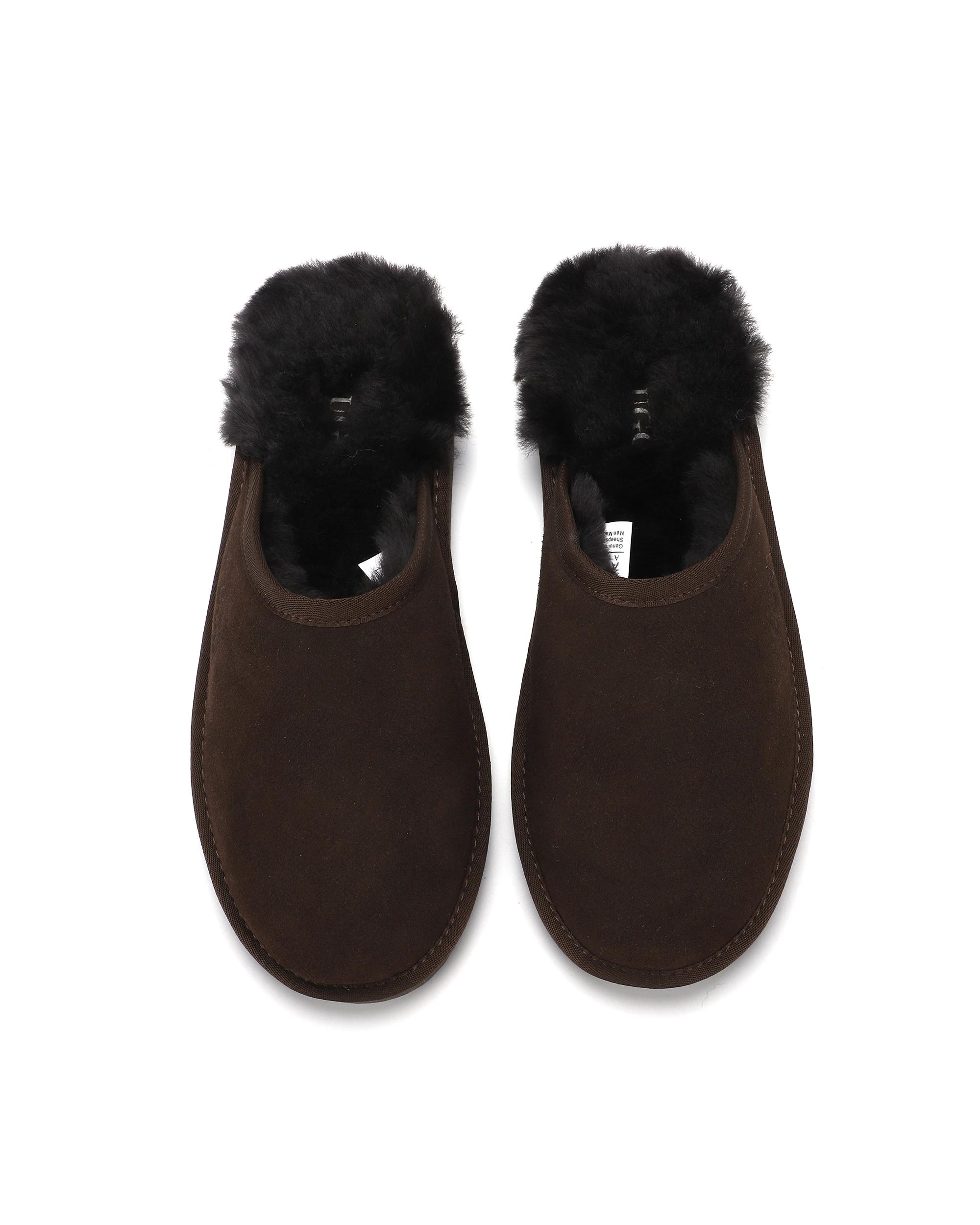4 AUS WOOLI Sheepskin Wool Manly Slippers CHOCOLATE, 4 of 6