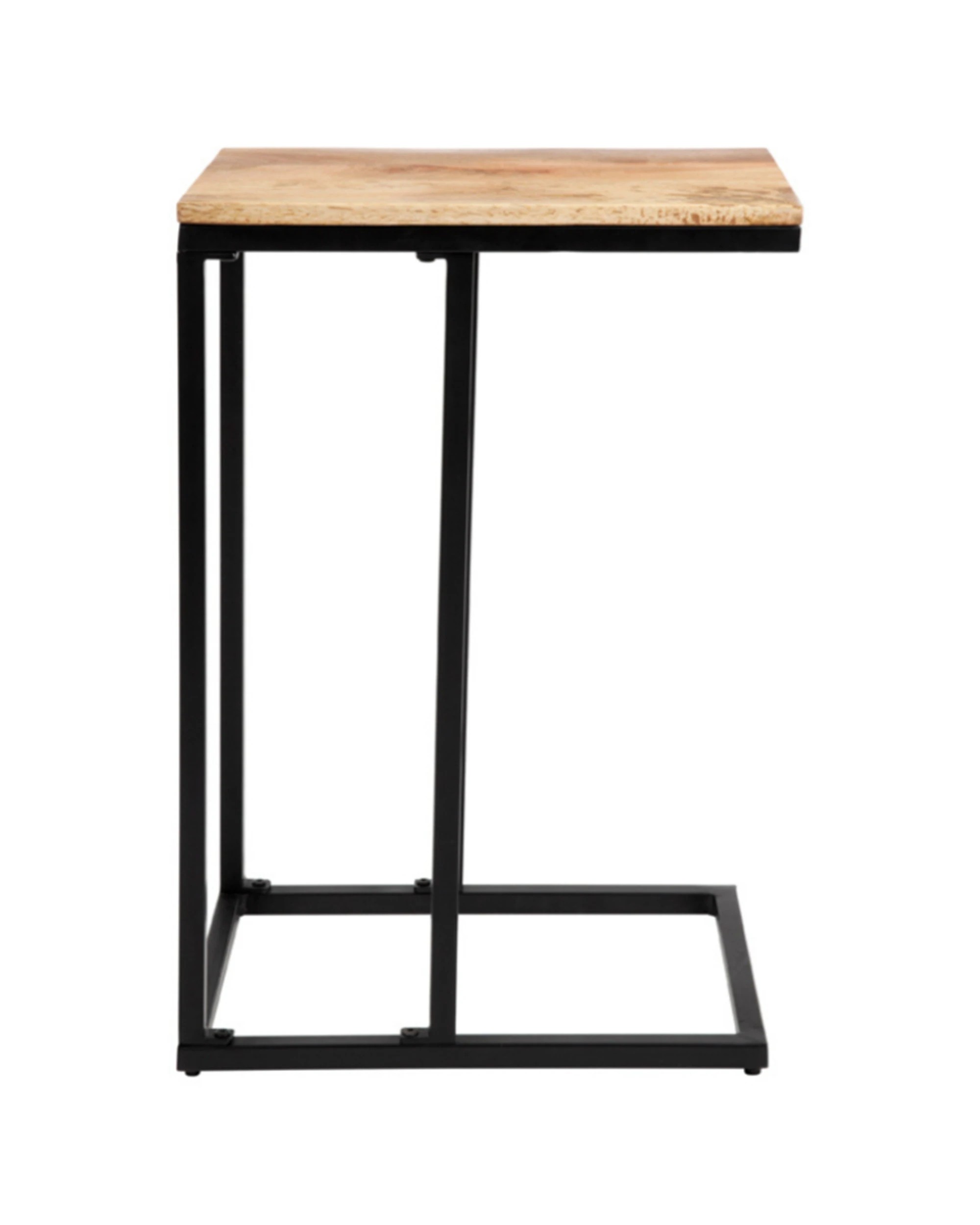 Fab Habitat Bhumi C Shaped Mango Wood Side Table With Powder Coated ...