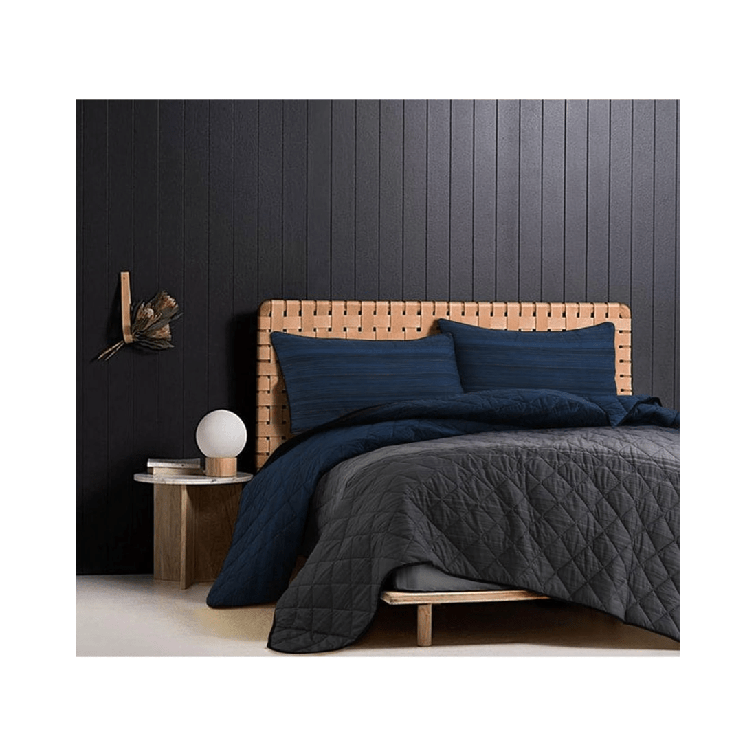 2 Amsons Cotton Quilted Coverlet King Blue/Black/Grey - Pattern, 2 of 2