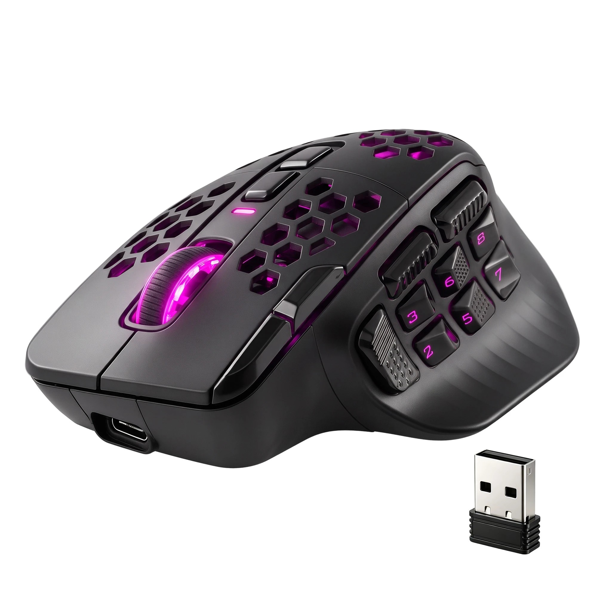 9 Solakaka Wireless MMO Gaming Mouse 16 Buttons Bluetooth 24000 DPI RGB - Black, 9 of 10