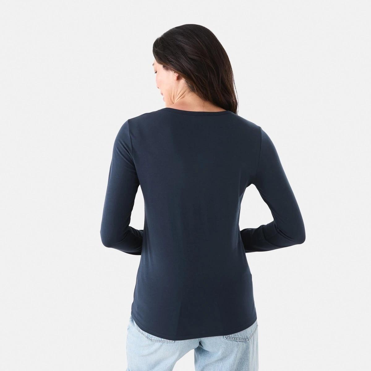 3 Long Sleeve Stretch V-Neck T-shirt Navy Blaze, 3 of 5