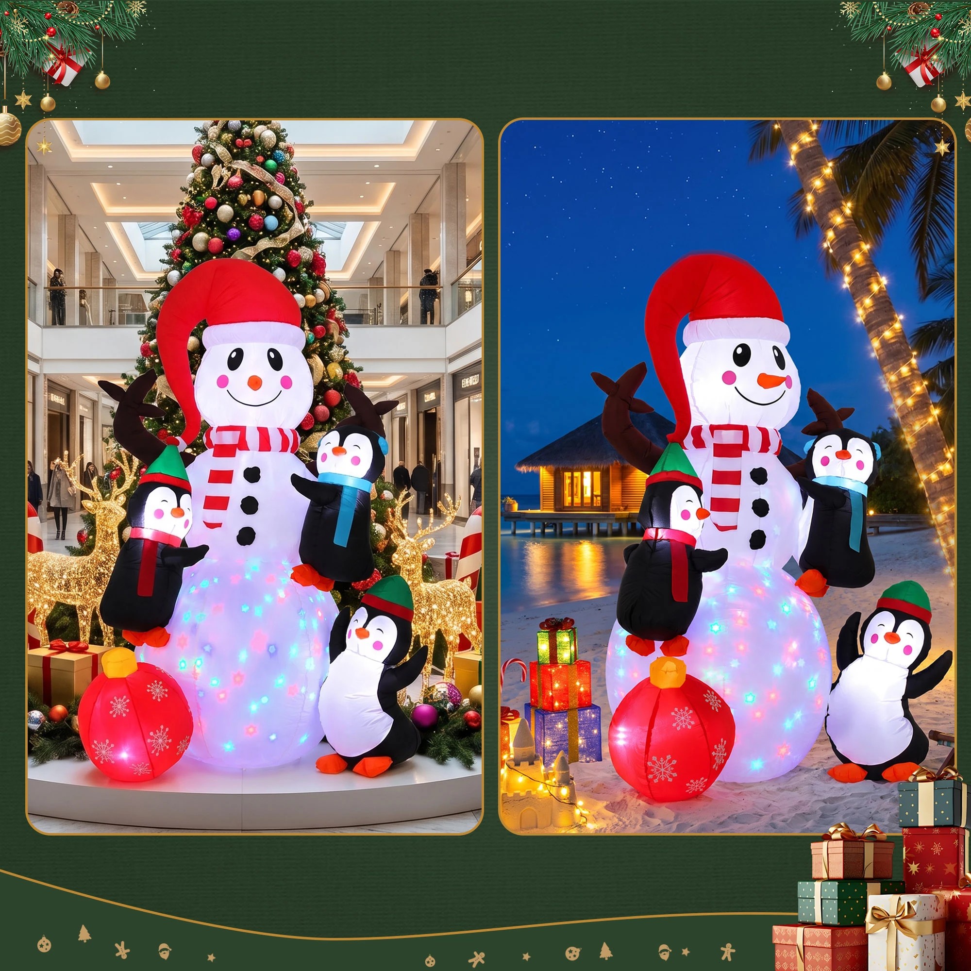 6 Jingle Jollys Christmas Inflatable Snowman 1.8M Height LED Outdoor Decorations Illuminated - Multi, 6 of 9