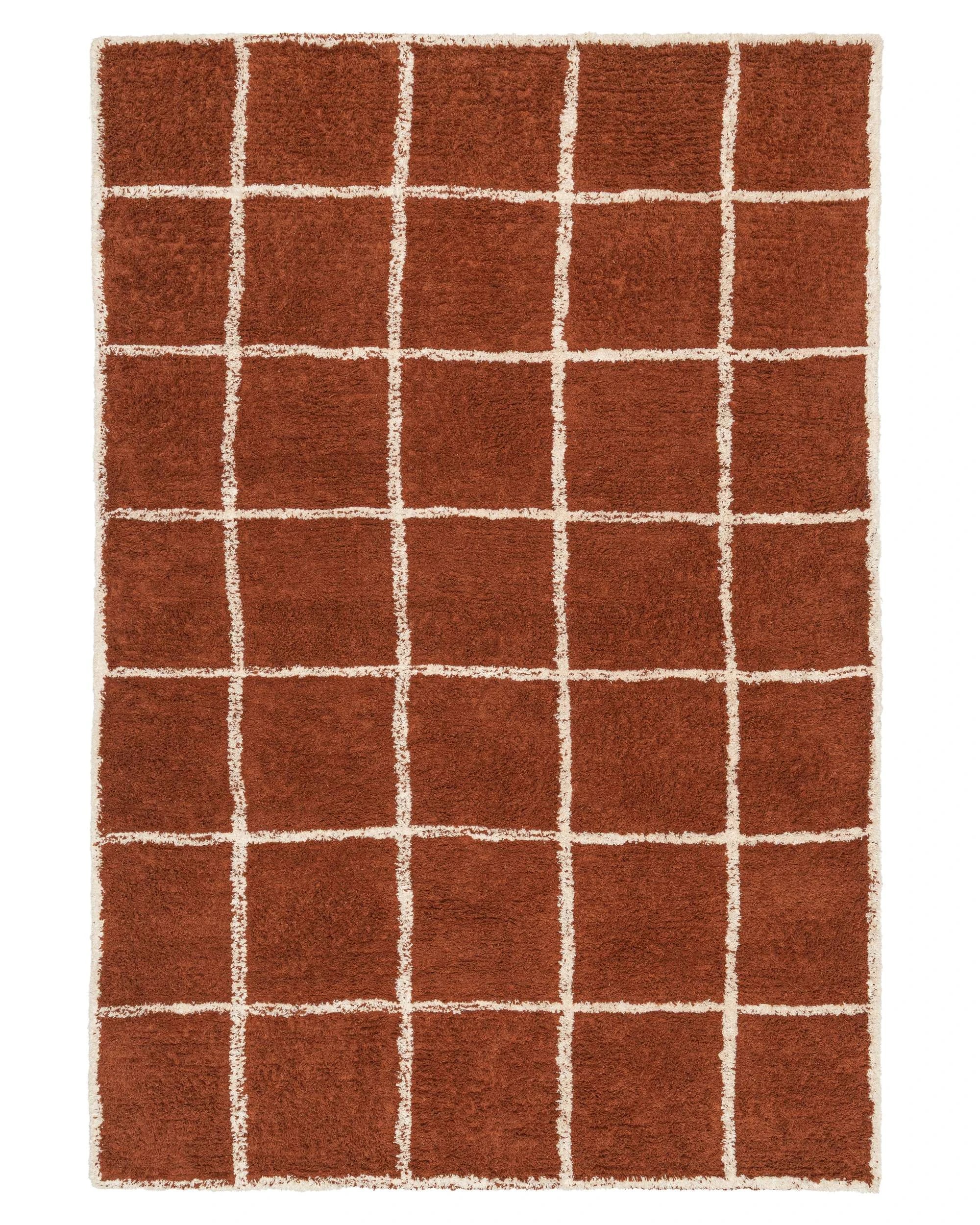 1 Loopsie Nairobi Grid Cotton Rug-230cm x 160cm - Brown, 1 of 7