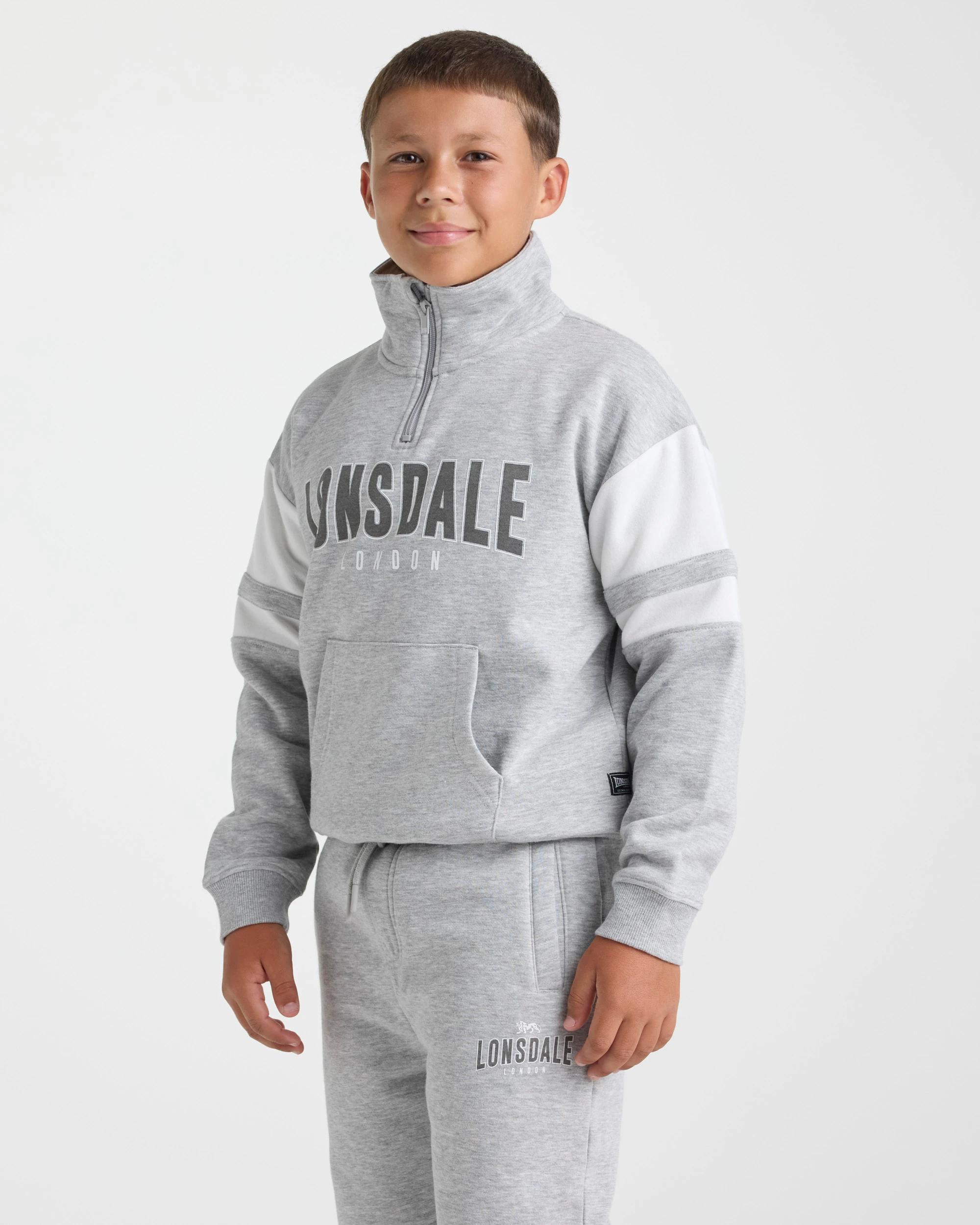 4 Lonsdale London Quarter Zip Jumper GREY MARLE, 4 of 5
