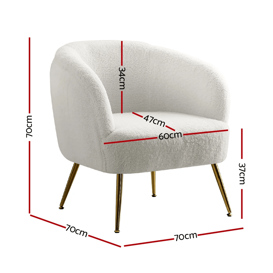 2 Artiss Armchair Lounge Chair Accent Chairs Armchairs Sherpa Boucle Sofa - White, 2 of 7