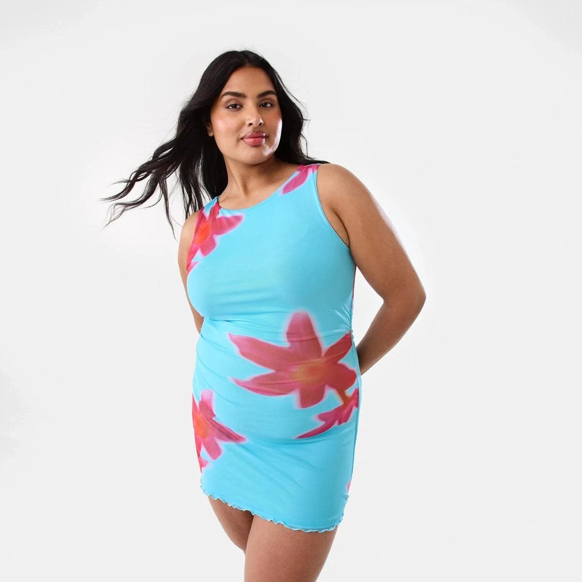 3 Sleeveless Mesh Mini Dress HOT TROP CLEAR AQUA, 3 of 10