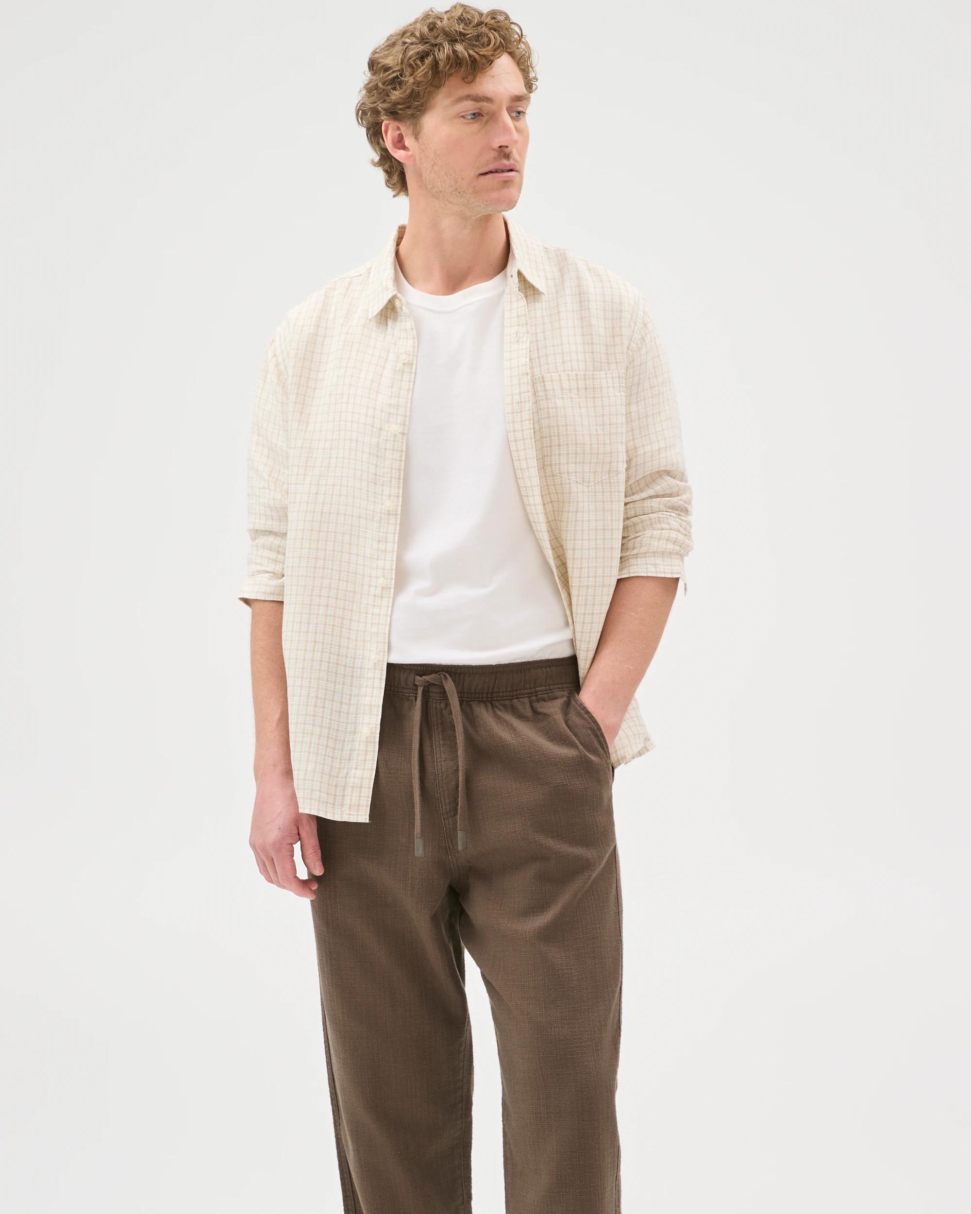 6 Target Man Australian Cotton Elastic Waistband Relaxed Textured Pants TRUFFLE, 6 of 7