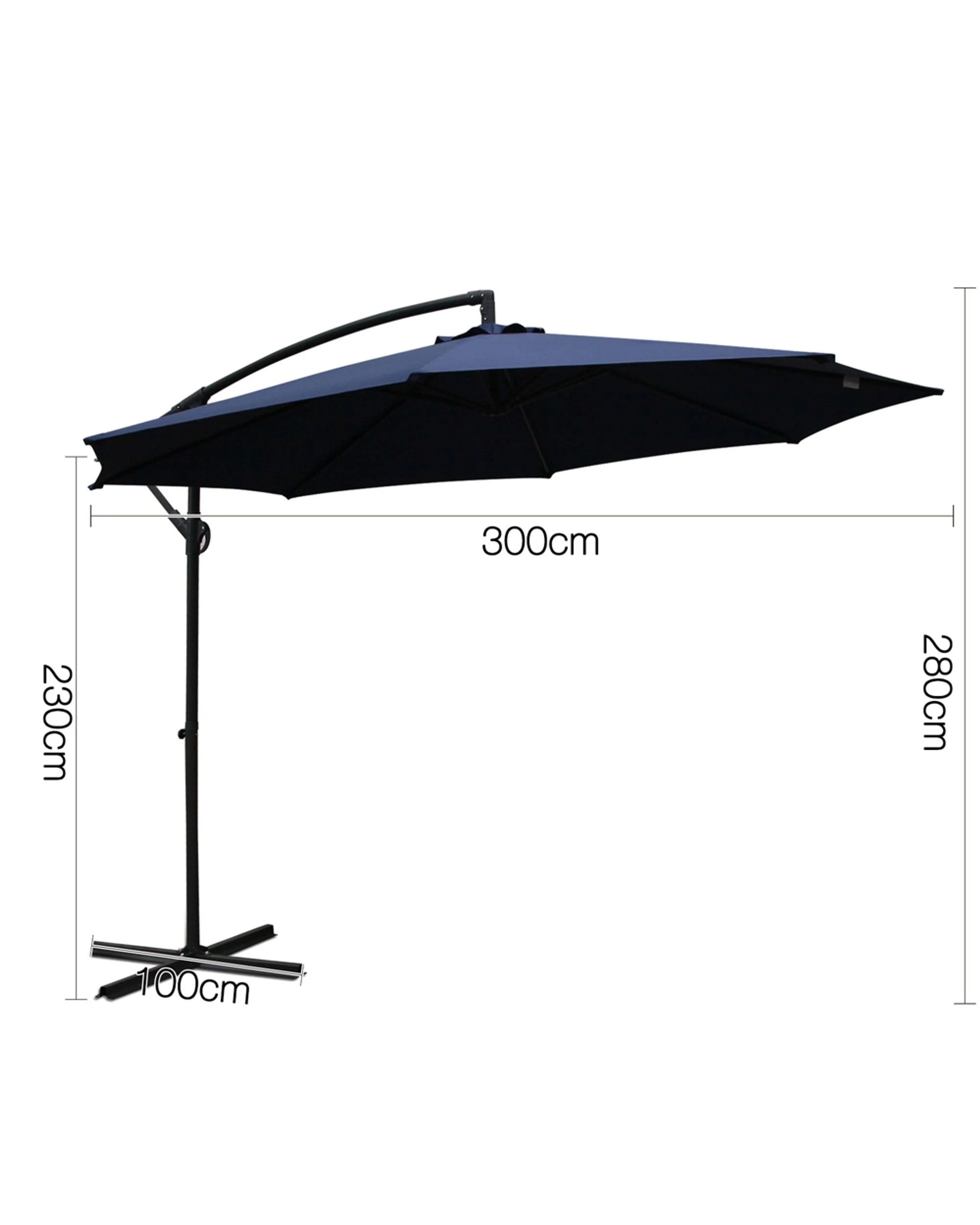 2 Instahut 3m Outdoor Umbrella Cantilever Beach Garden Patio
 - Blue, 2 of 2