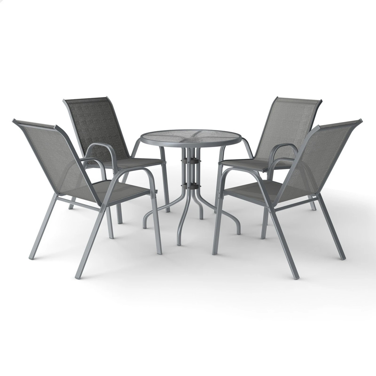 1 Alfordson 5PCS Outdoor Furniture Patio Table and Chairs Set Garden Round - Grey, 1 of 9