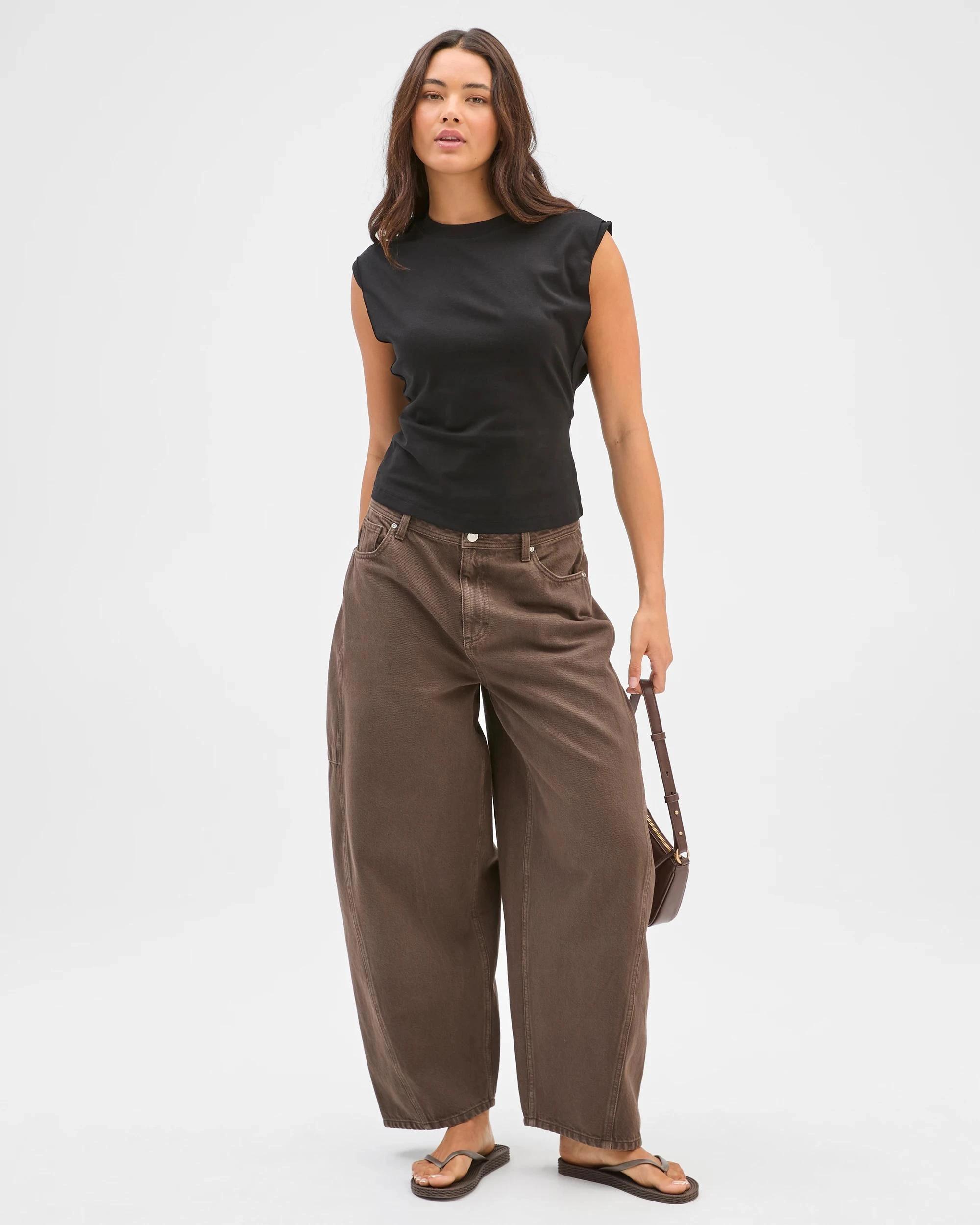 2 Lily Loves Australian Cotton Blend Extended Shoulder T-Shirt BLACK, 2 of 6