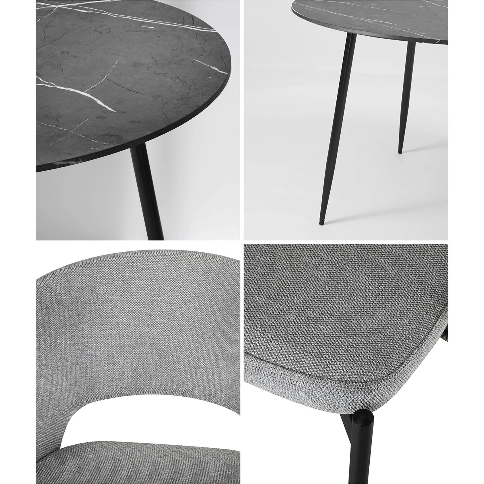 5 Oikiture 110cm Round Dining Table With 4pcs Dining Chairs Fabric Metal Legs
 - Multi, 5 of 10