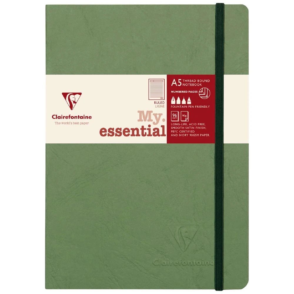 1 Clairefontaine My Essentials A5 Notebook Ruled 192 Page Green, 1 of 10
