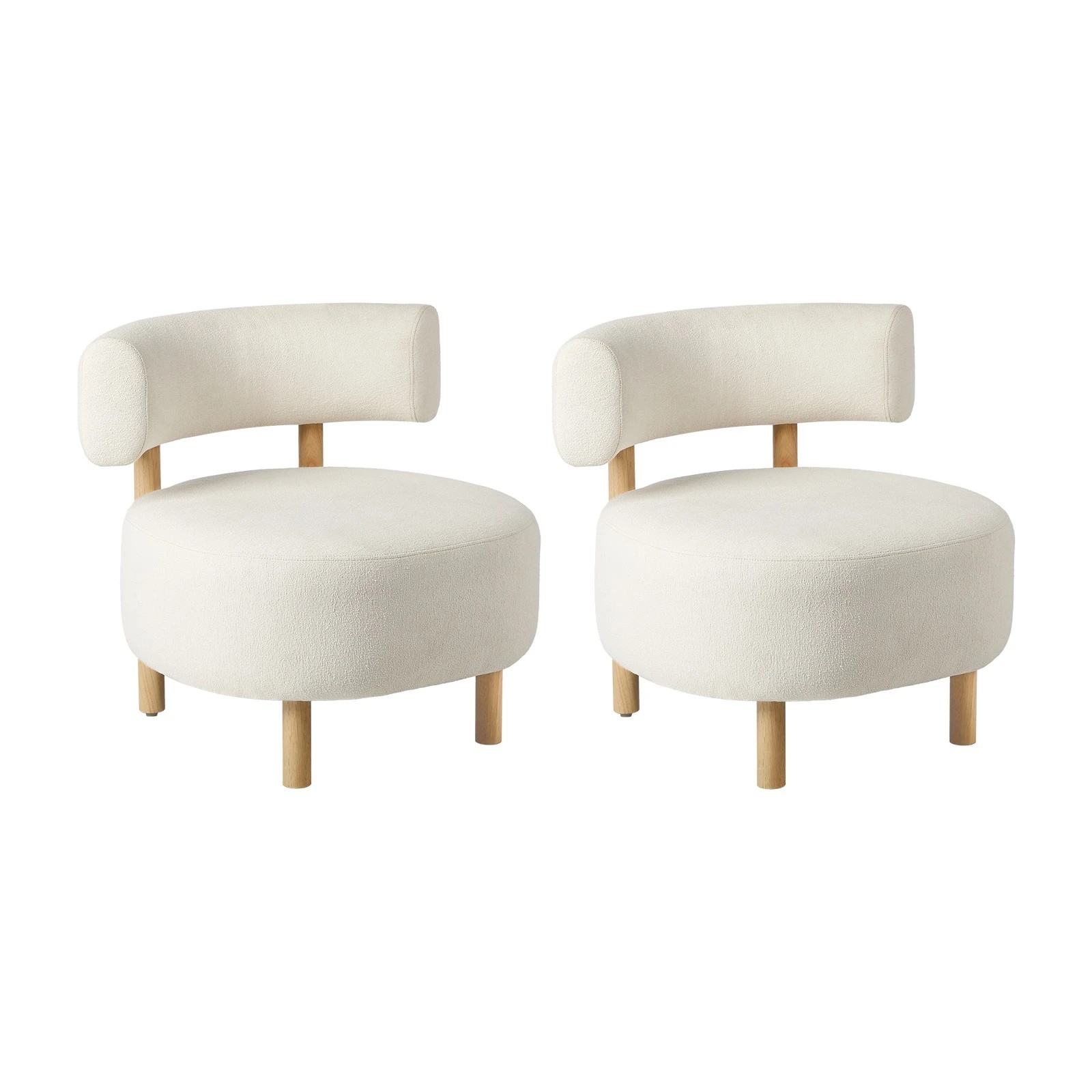 1 Oikiture 2x Wooden Armchair Lounge Chair Linen Fabric Accent Armchairs - Beige, 1 of 8