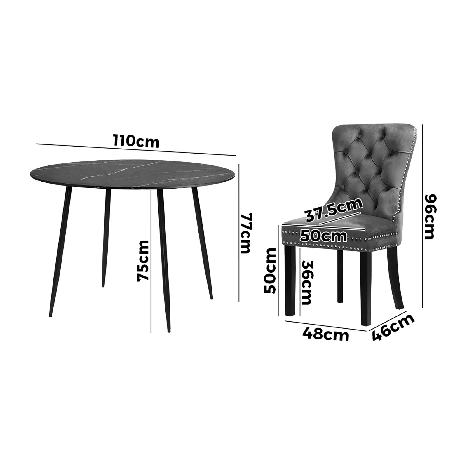 9 Oikiture 110cm Round Dining Table With 4pcs Dining Chairs Velvet
 - Multi, 9 of 10