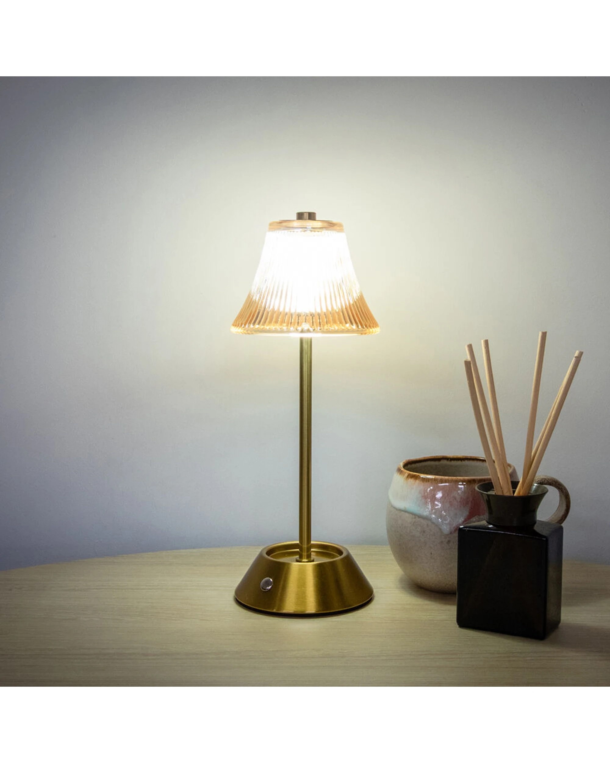 8 Boyle Rechargeable LED Table Lamp Fluted Glass Shade Adjustable Lighting - Bronze, 8 of 8