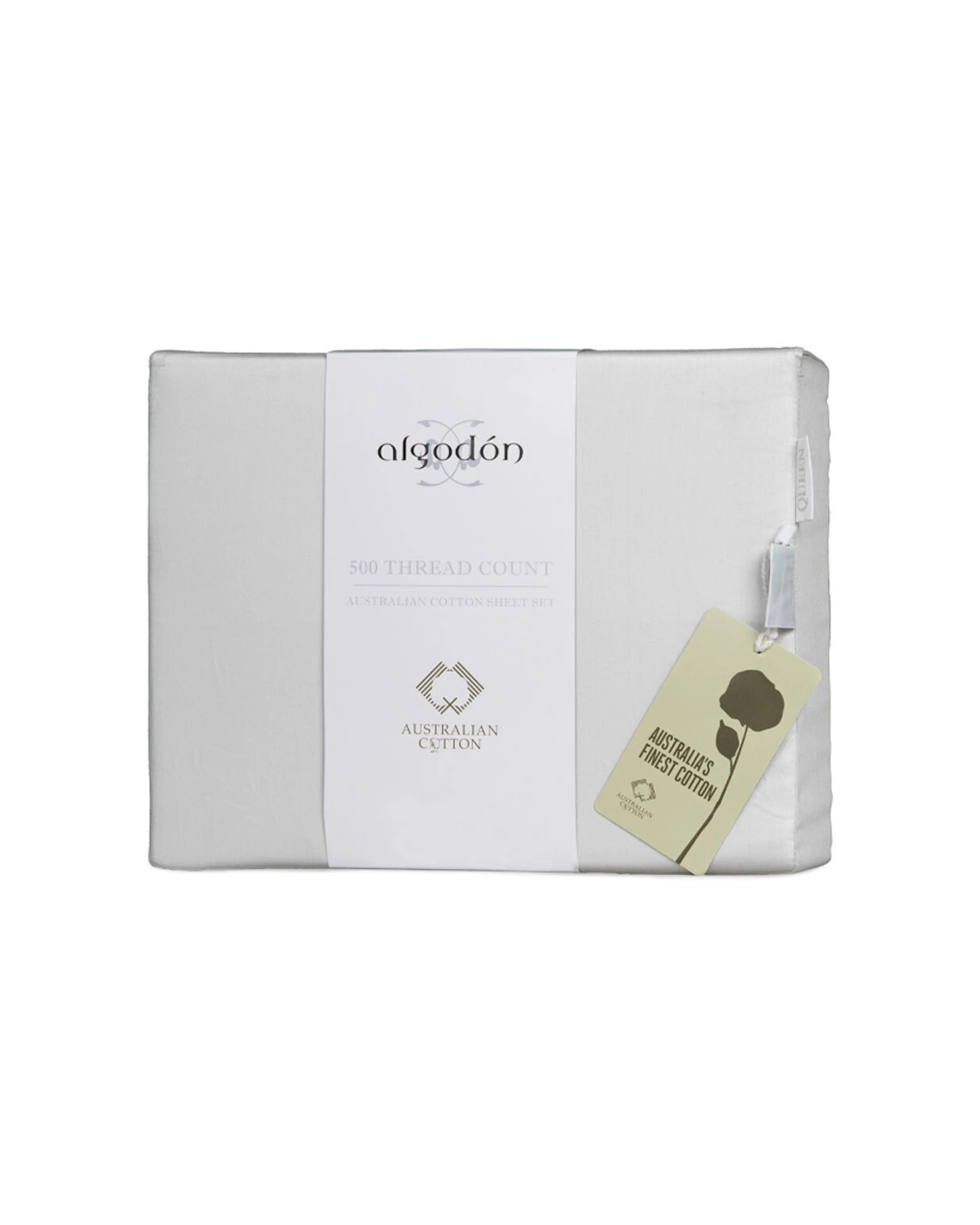 3 Algodon 500 Thread Count Australian Cotton Bed Sheet Set - King Bed - Silver, 3 of 3