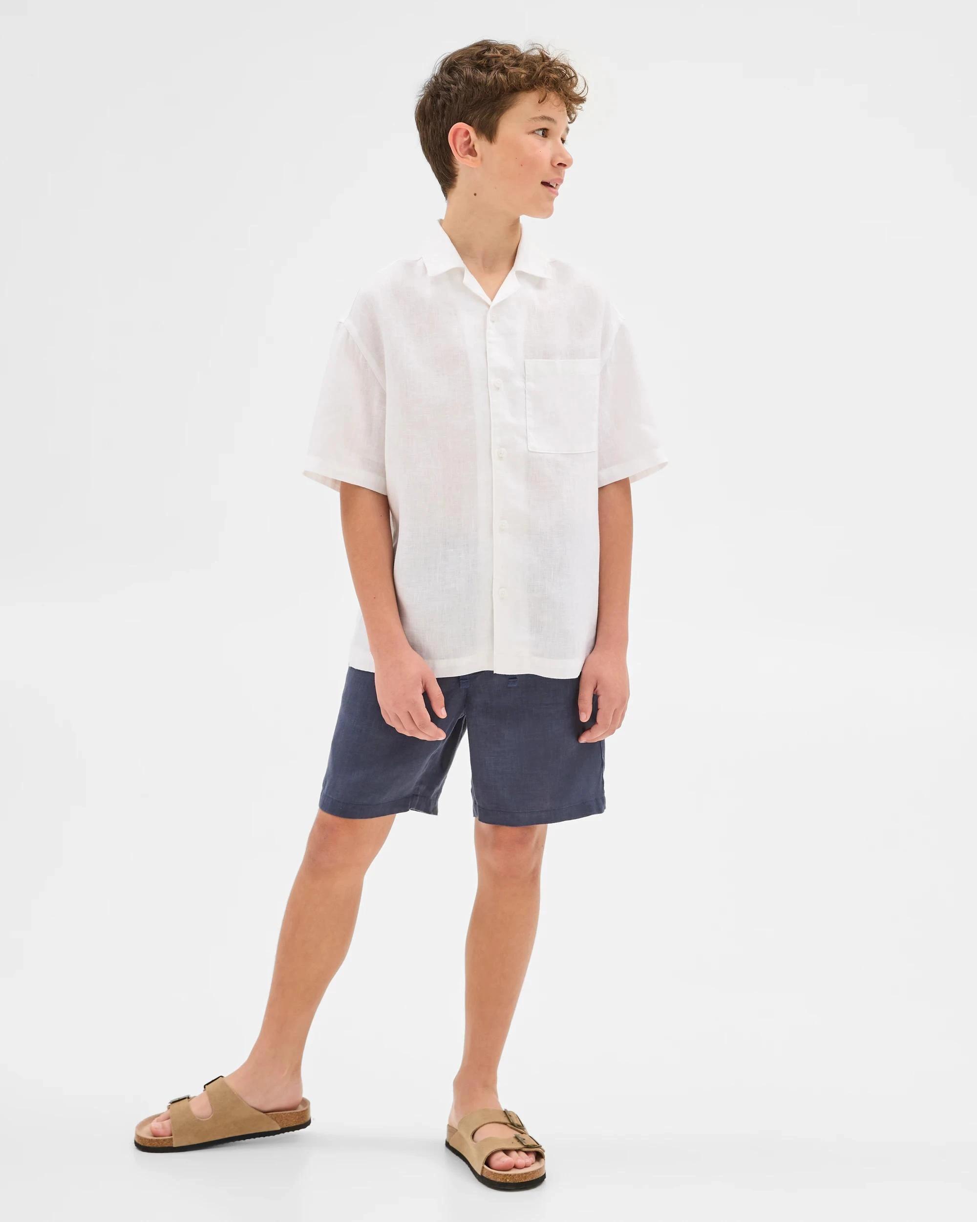 2 Target European Linen Short Sleeve Shirt WHITE, 2 of 6