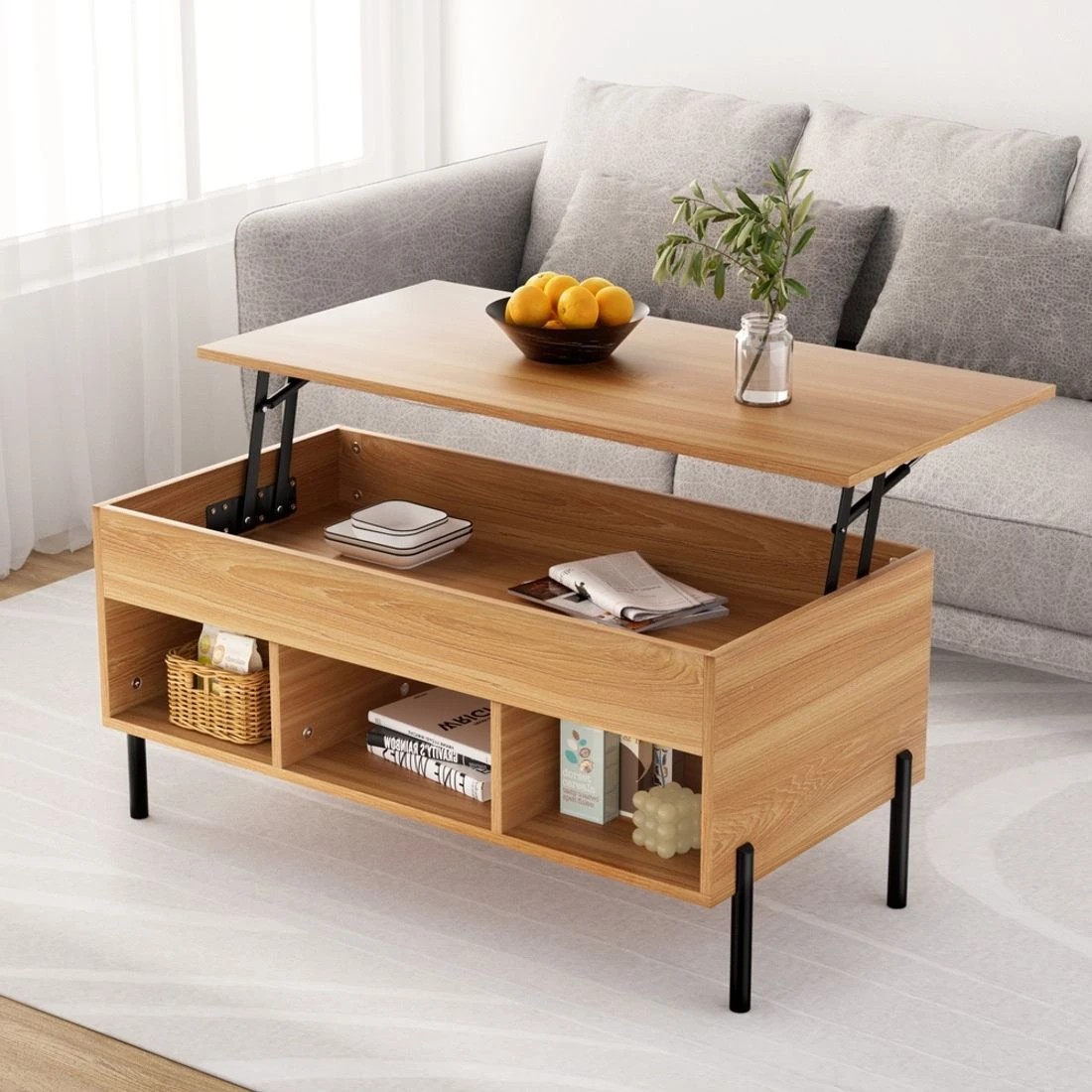 3 Artiss Coffee Table Lift - Natural, 3 of 7
