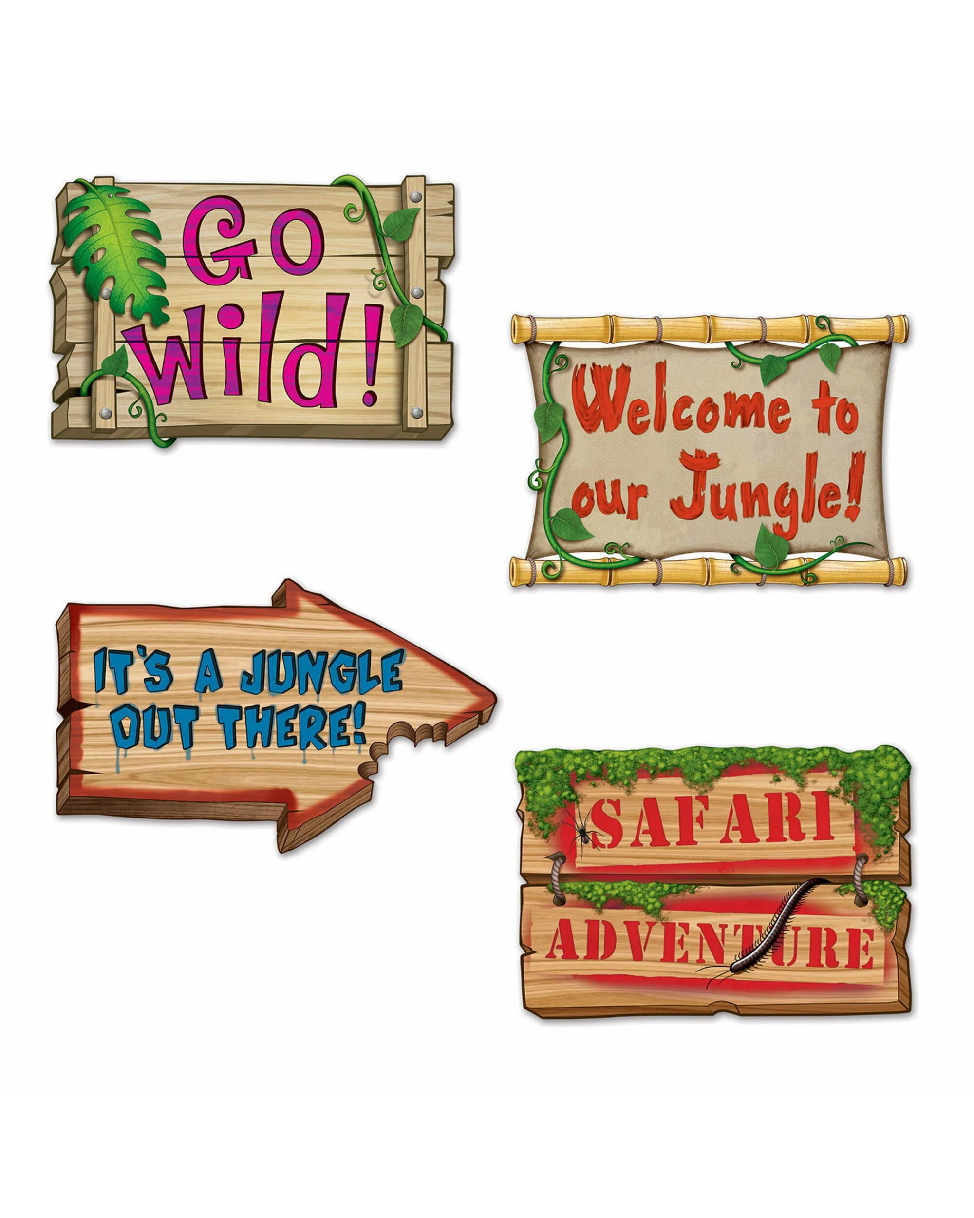 1 Beistle Large Jungle Sign Cutouts Pack of 4, 1 of 1