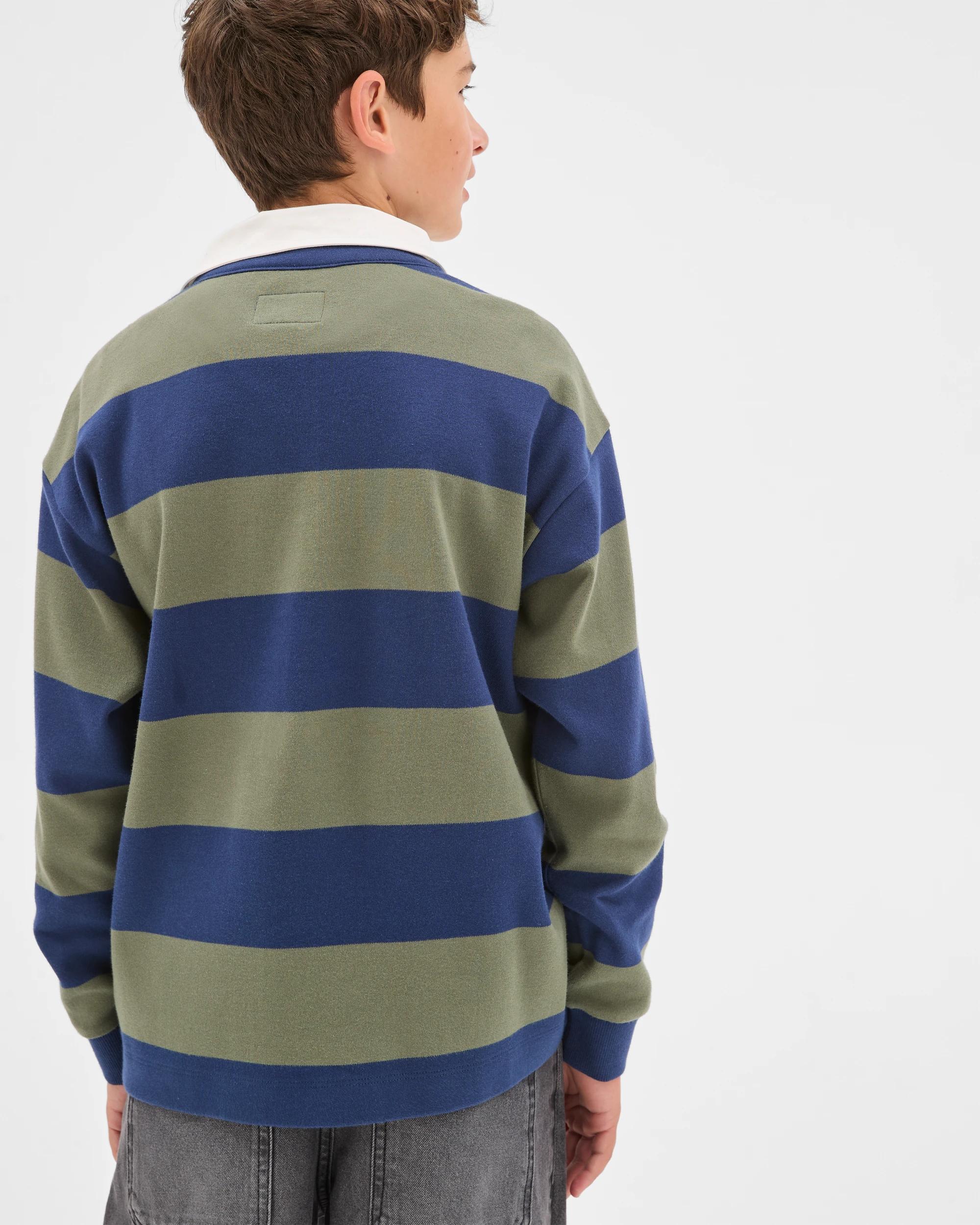4 Target Kids Australian Cotton Stripe Rugby T-Shirt GREE/NAVY, 4 of 6