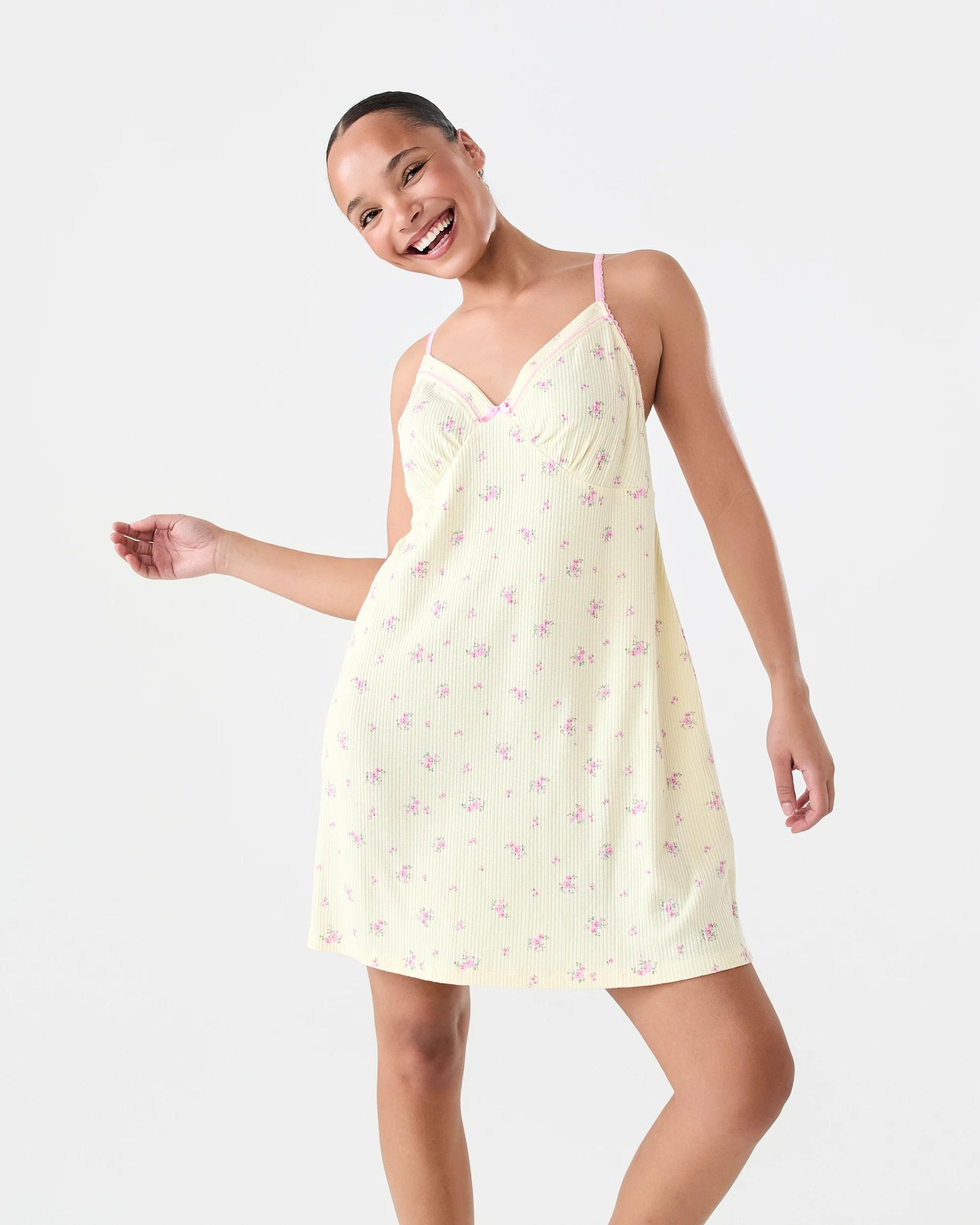 1 Pointelle Rib Nightie Wild Rose, 1 of 8