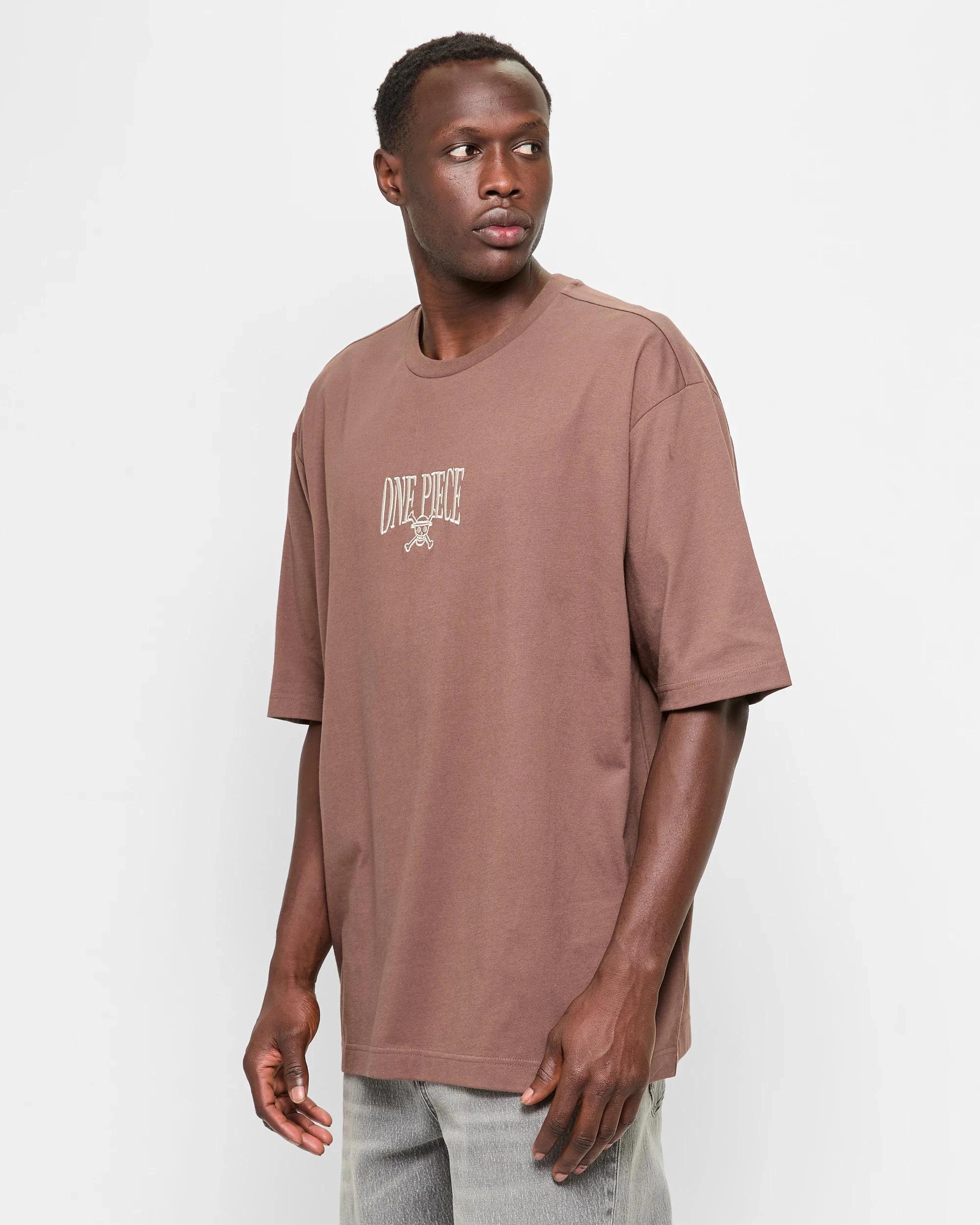 3 Licensed One Piece Luffy Logo T-Shirt BROWN, 3 of 5