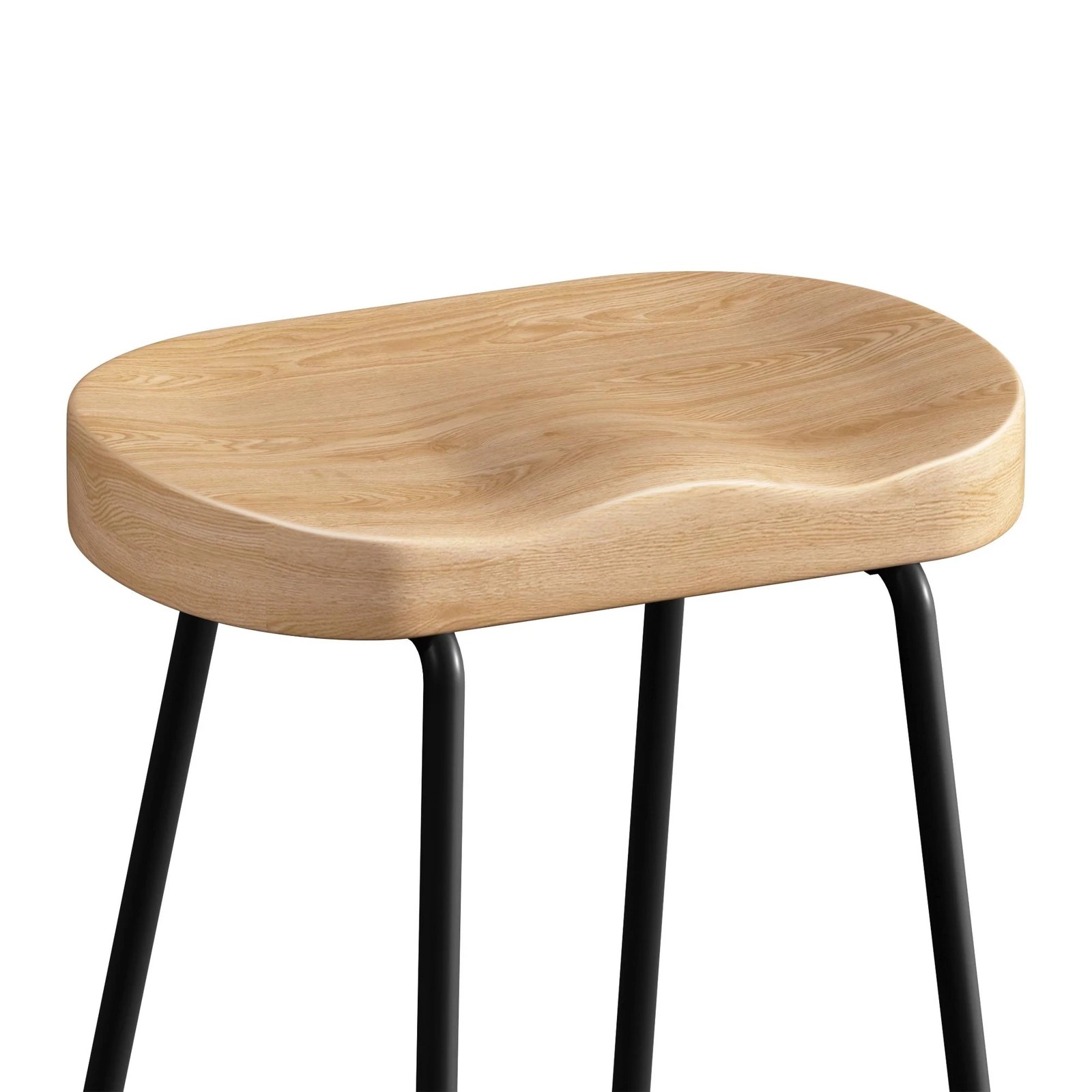 6 Alfordson 2x Bar Stools 75cm Tractor Kitchen Wooden Vintage Retro Chair - Natural, 6 of 10