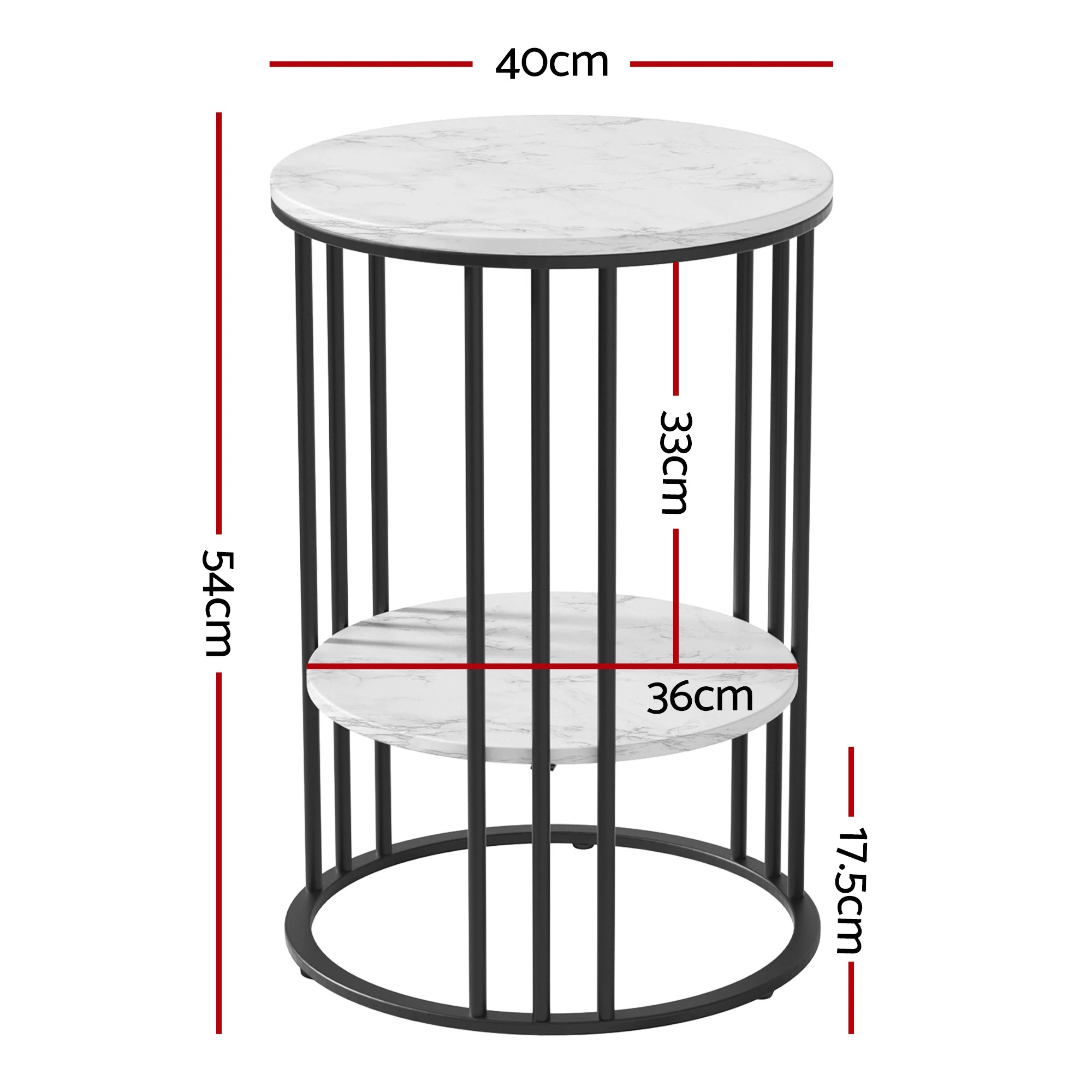 2 Artiss Side Table 2Pcs End Table Coffee Table 2-Tier Bedside Round Marble Effect - Beige, 2 of 7
