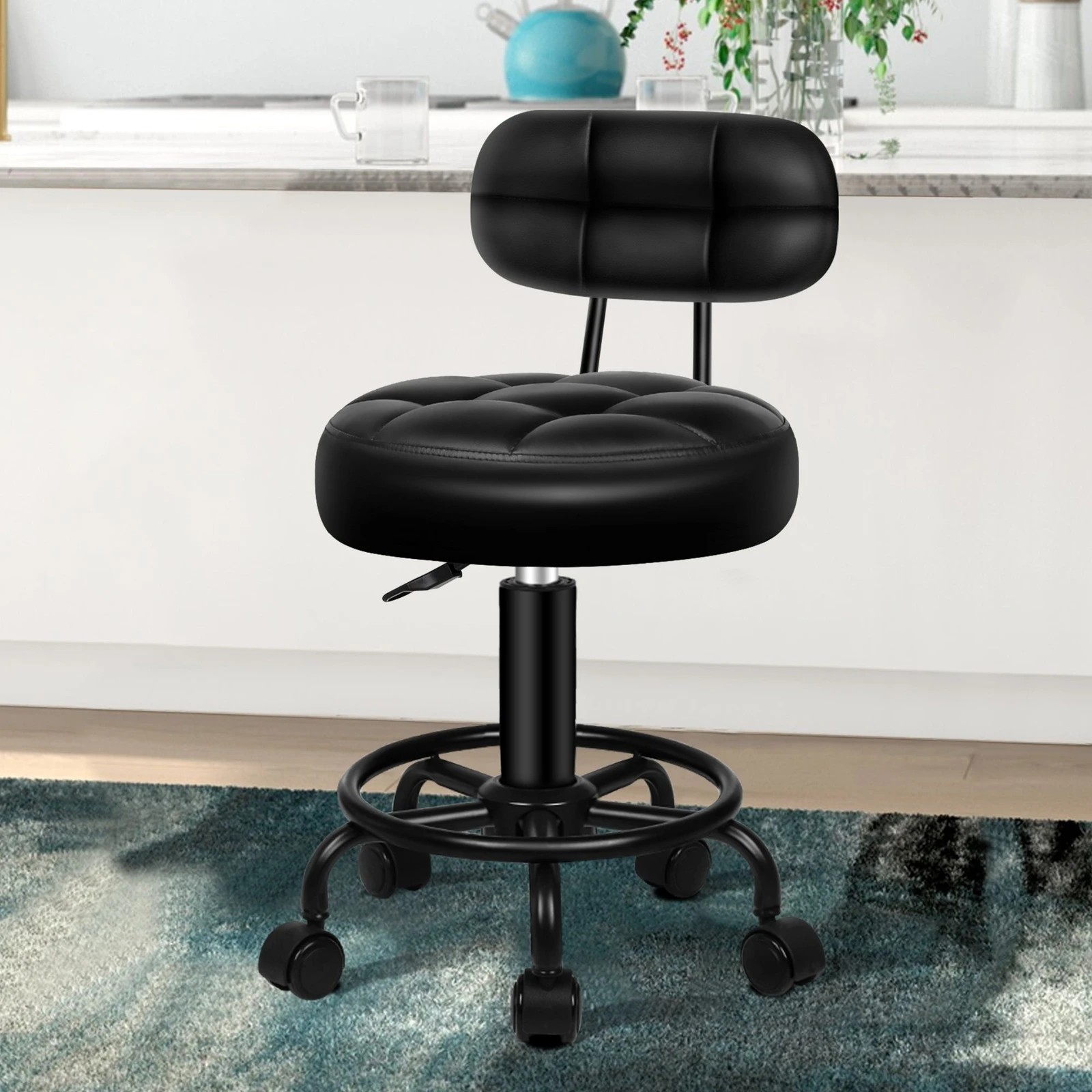 3 Alfordson Salon Stool Backrest Swivel Barber Hair Dress Chair Riley - Black, 3 of 8