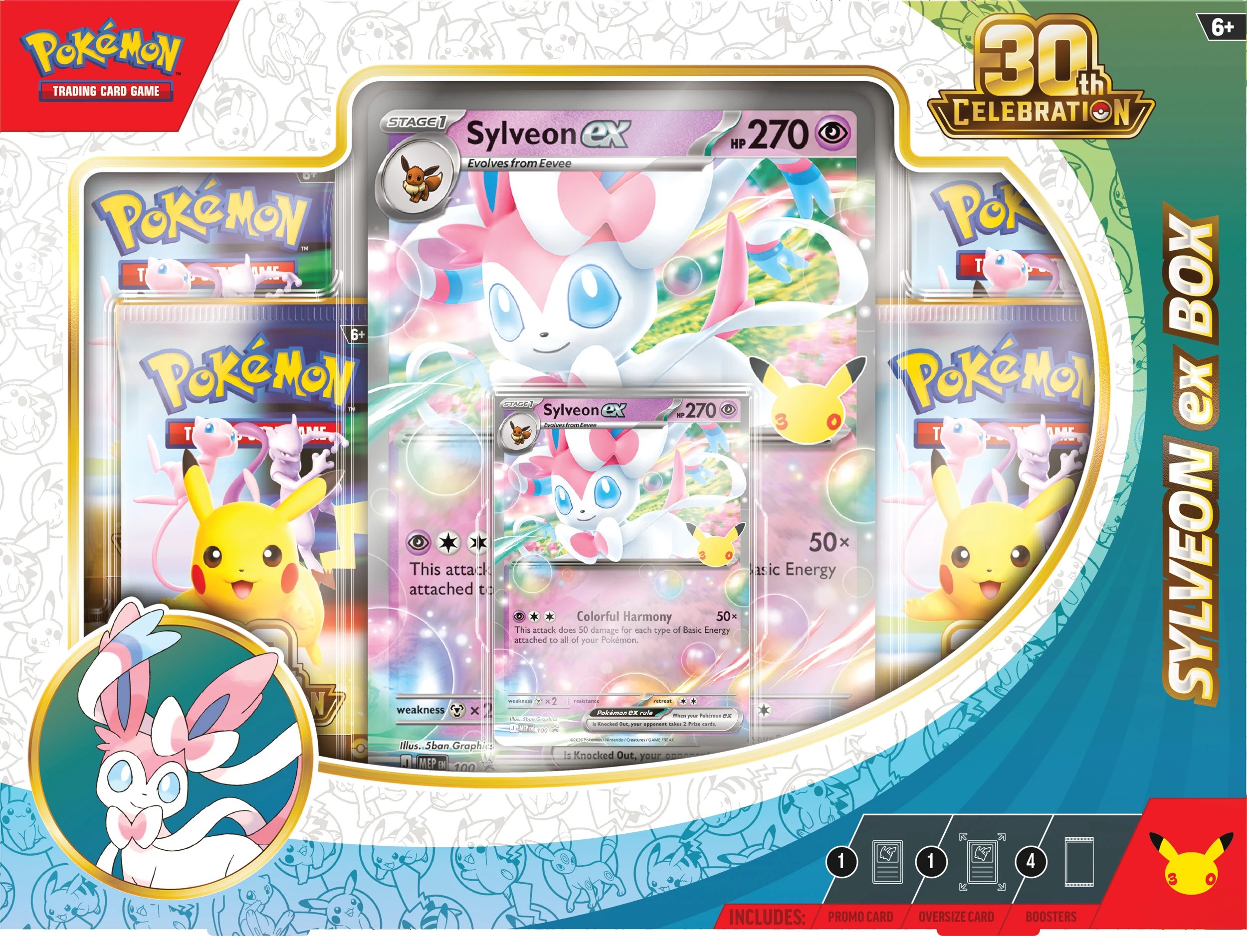 6 Pokemon Trading Card Game: 30th Celebration Pokemon ex Box - Assorted, 6 of 9