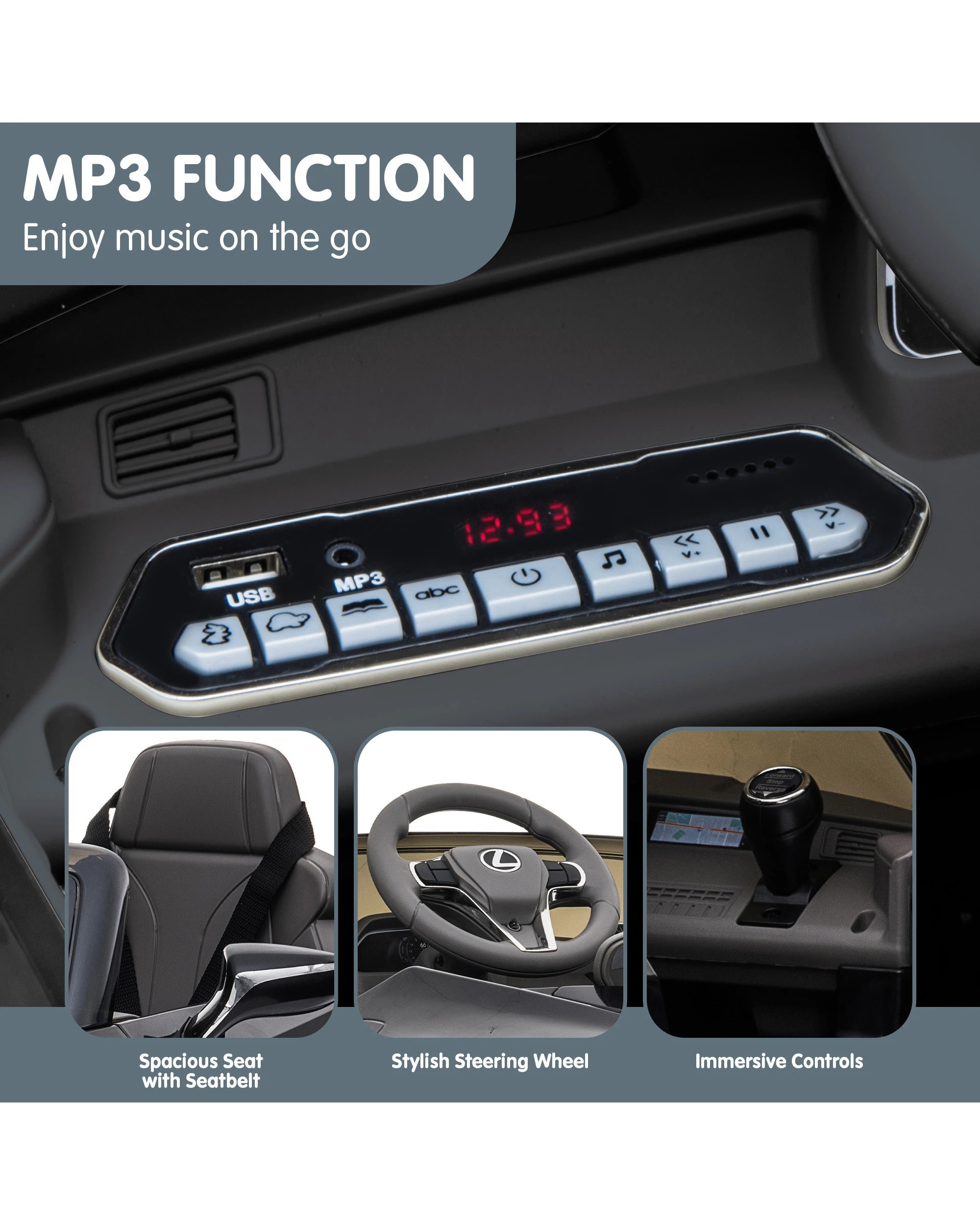 3 Kahuna Licensed Lexus LC 500 Kids Electric Ride On Car - Black, 3 of 9