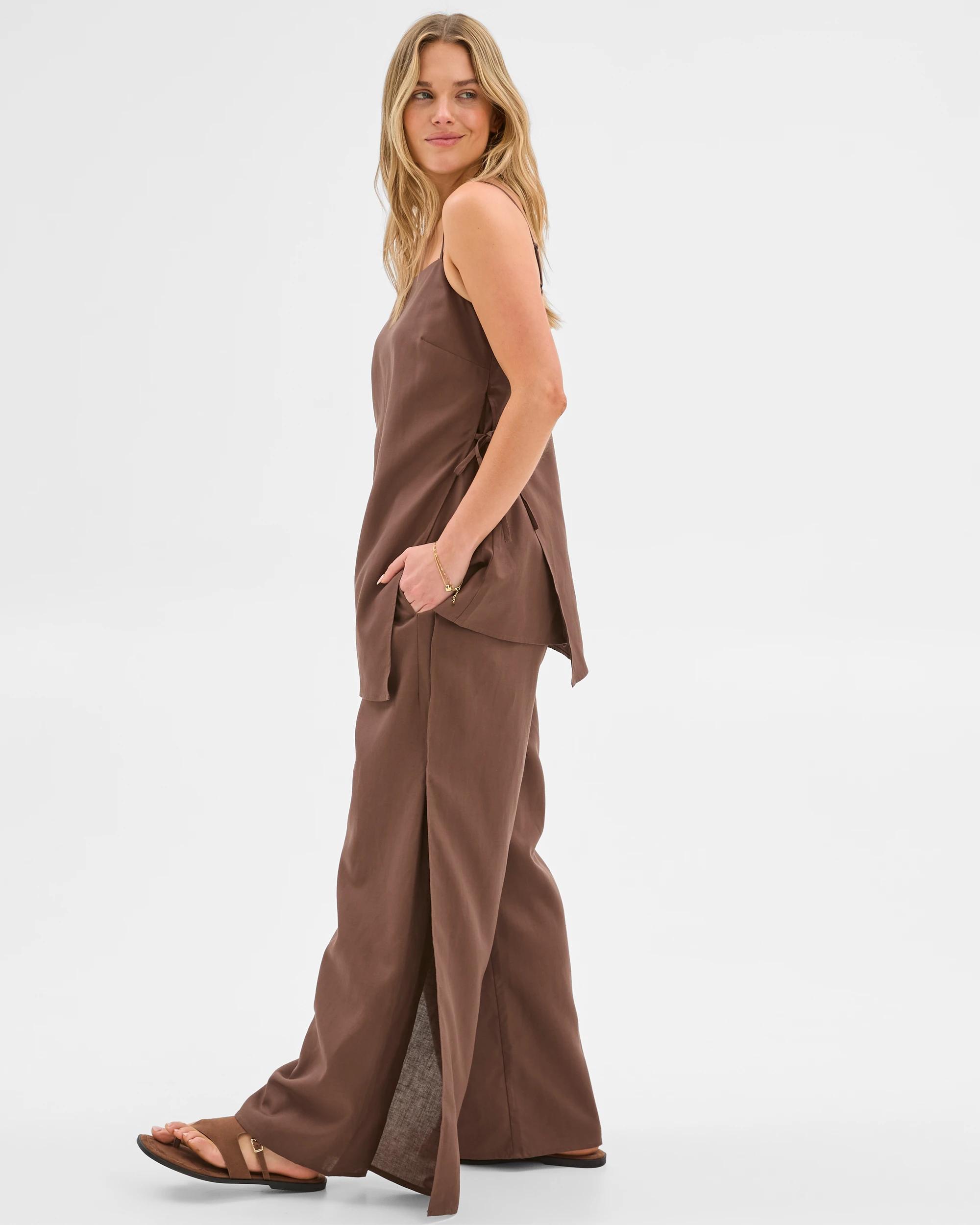 2 Lily Loves Wide Leg Split Pants Soft Taupe, 2 of 6